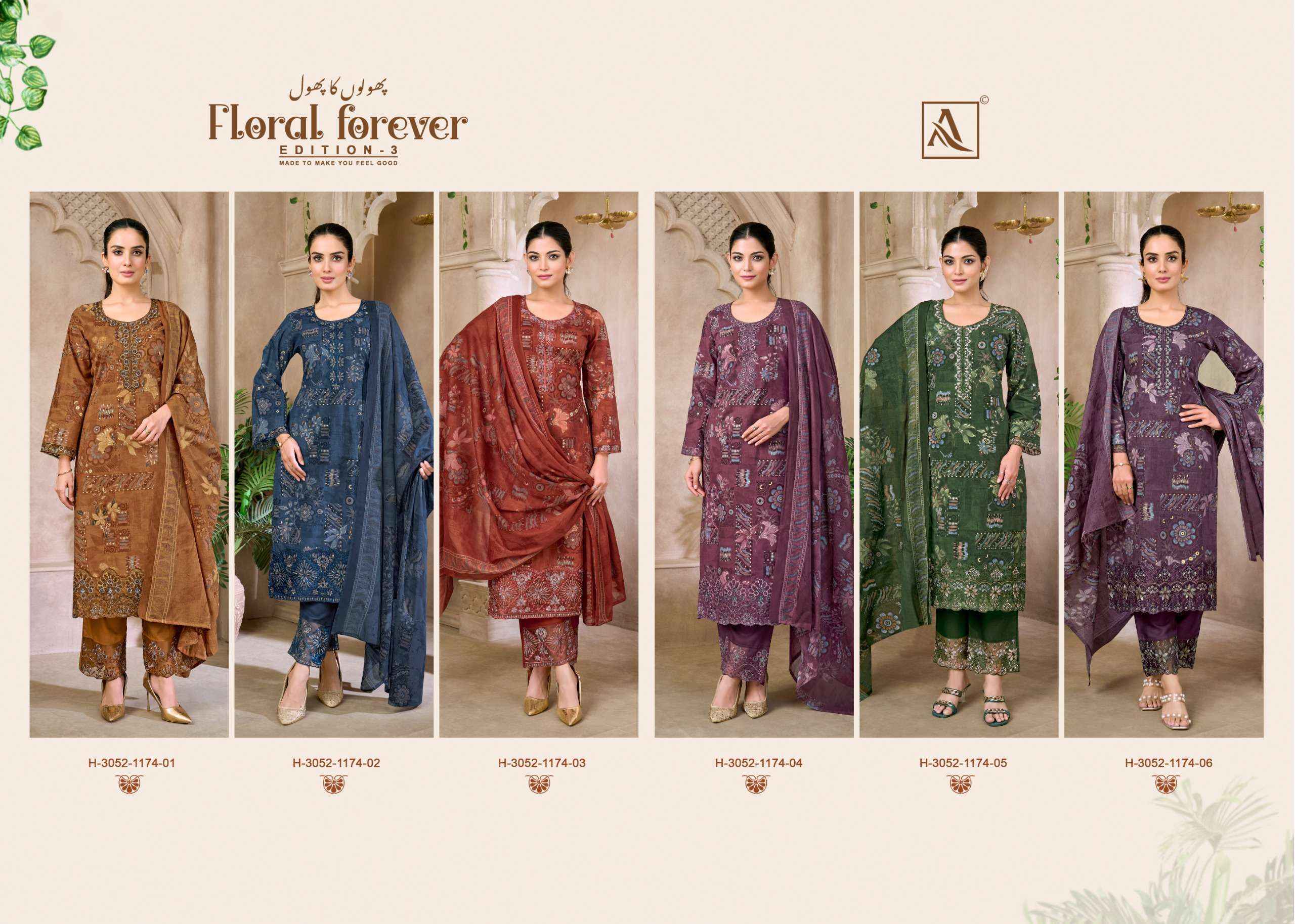 Alok Floral Forever Edition 3 Cambric Cotton Salwar Kameez 6 pcs Catalogue
