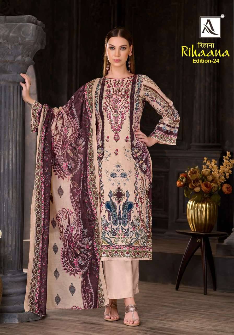 Alok Rihaana Edition 24 Cambric Cotton Dress Material 8 pcs Catalog