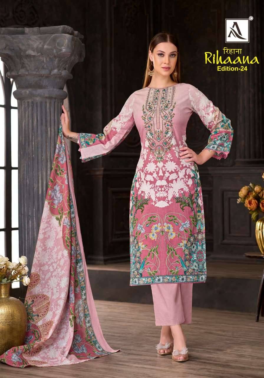 Alok Rihaana Edition 24 Cambric Cotton Dress Material 8 pcs Catalog
