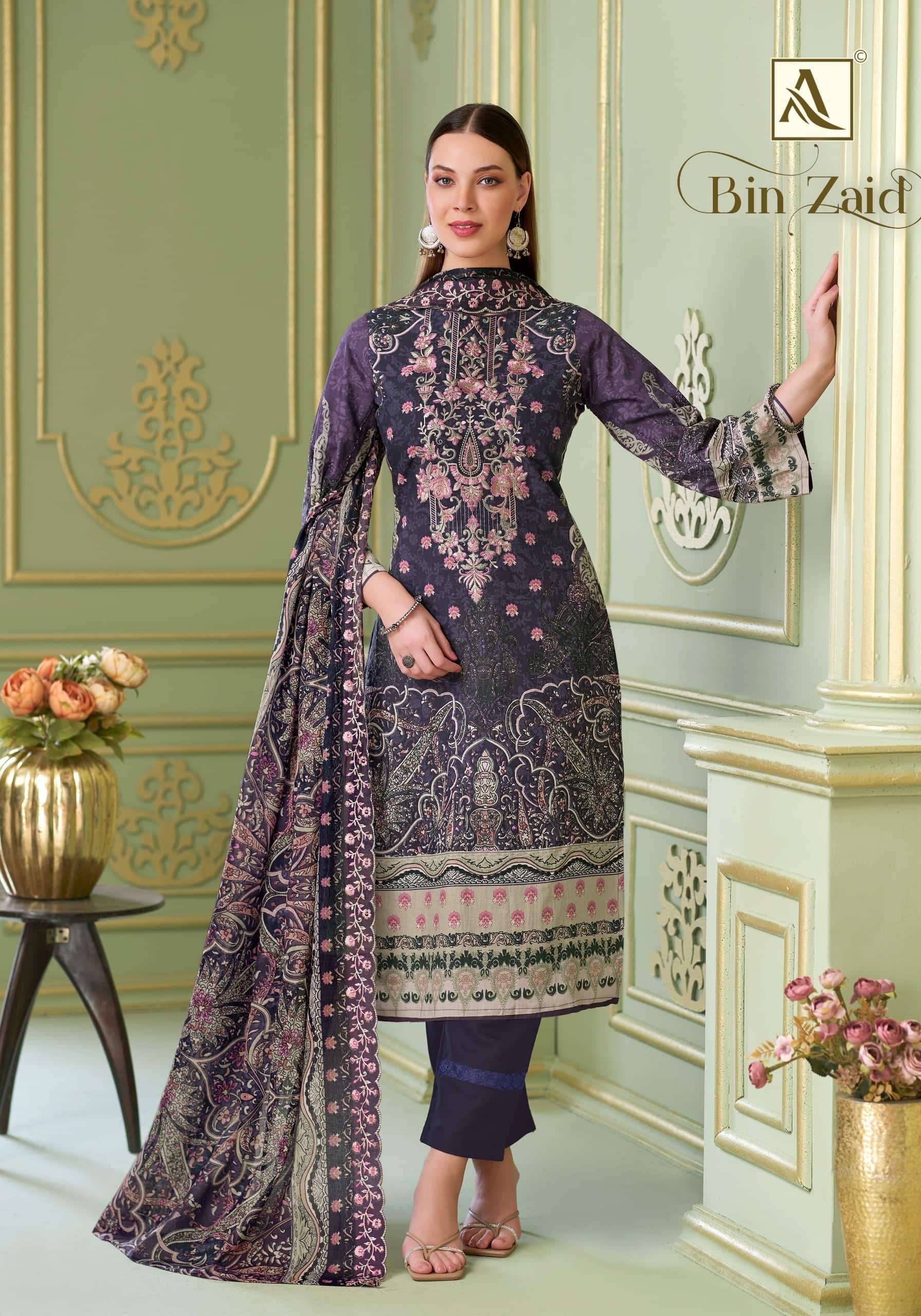 Alok Suit Bin Zaid Premium Cotton Salwar Kameez _ Surat Wholesale Market 8 Pcs Catalog 