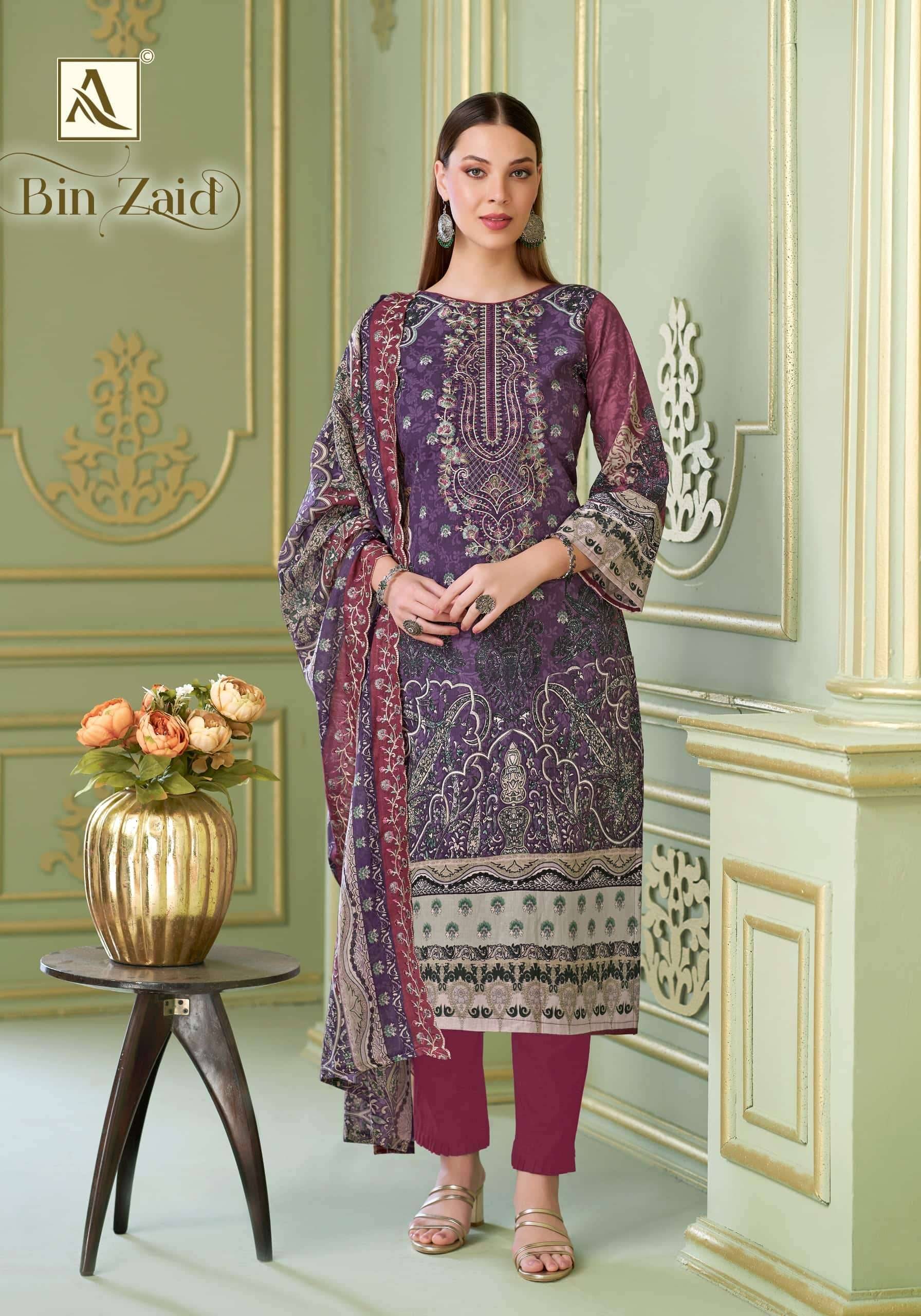 Alok Suit Bin Zaid Premium Cotton Salwar Kameez _ Surat Wholesale Market 8 Pcs Catalog 