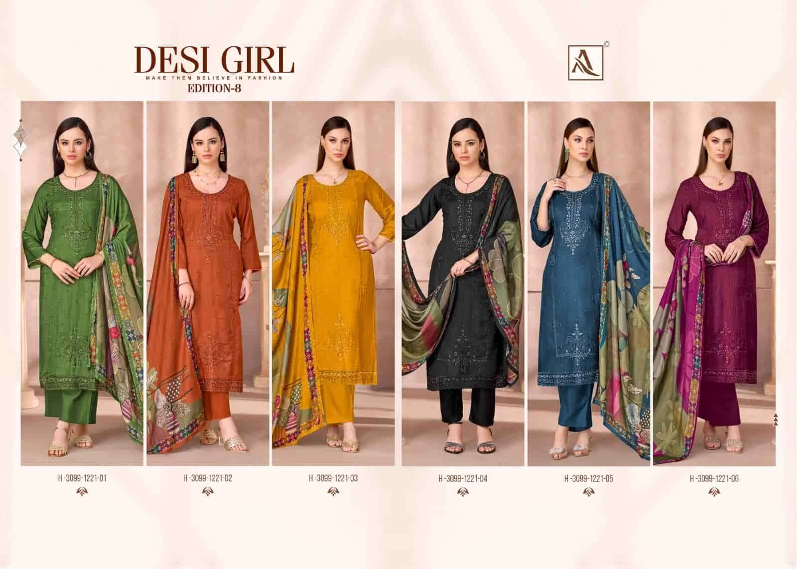 Alok Suit Desi Girl Edition 8 Designer Muslin Dress Material 6 Pcs Catalogue