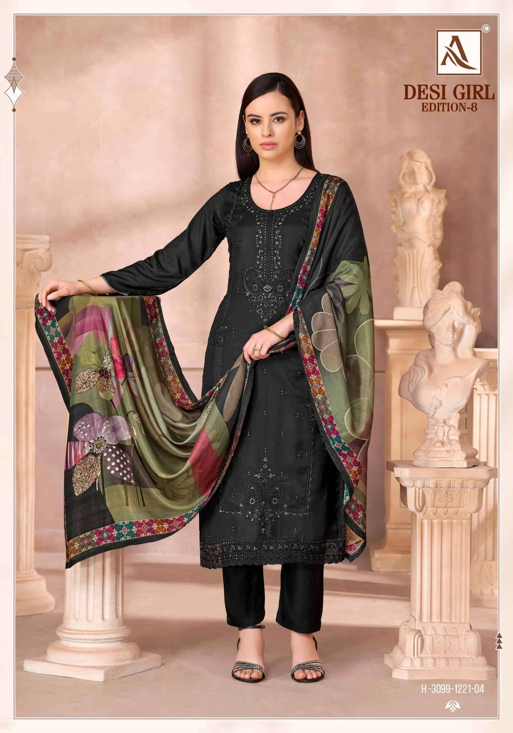 Alok Suit Desi Girl Edition 8 Designer Muslin Dress Material 6 Pcs Catalogue