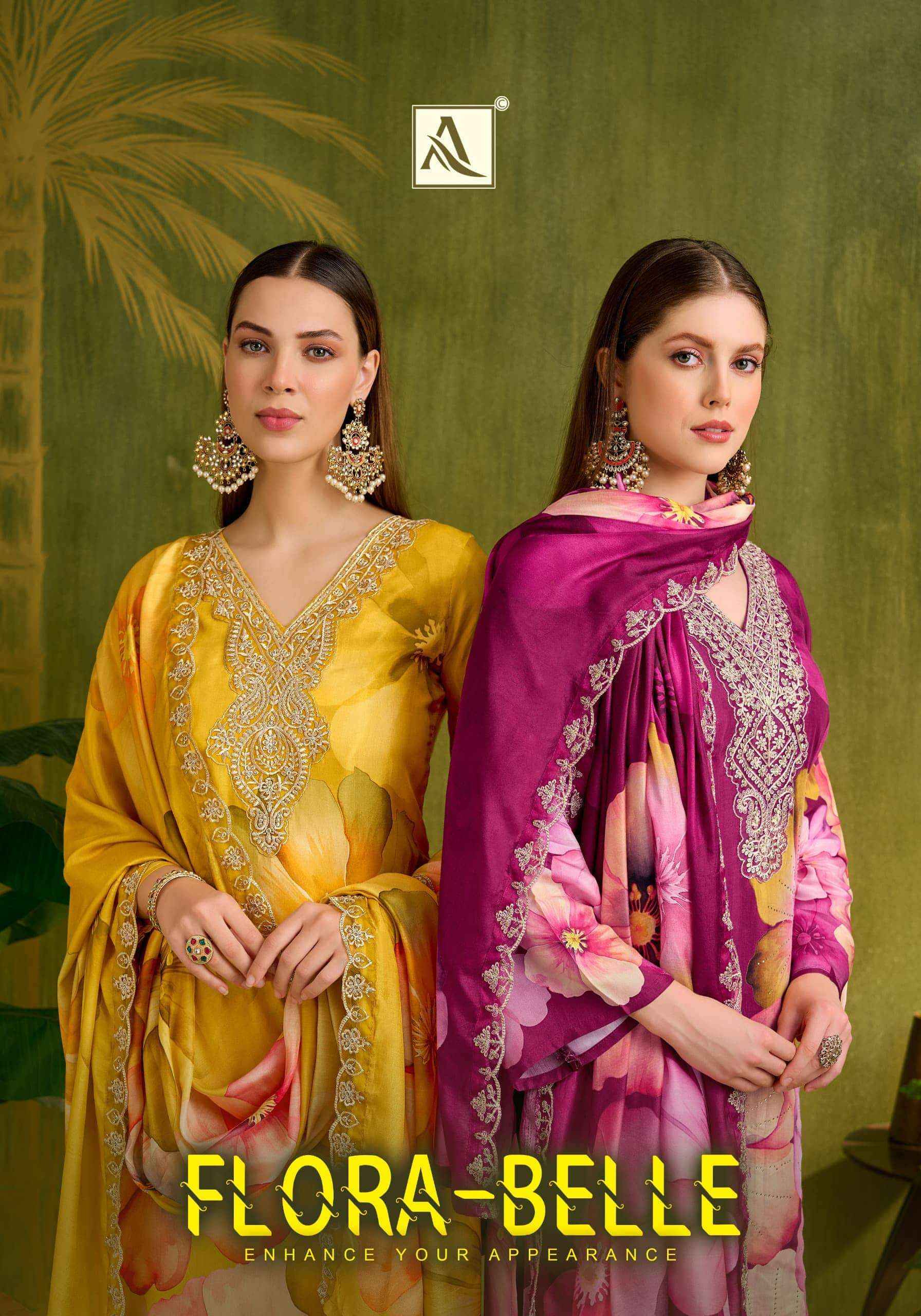 Alok Suit Flora Belle Muslin Suits | Cheapest Manufacturer Rate Online ( 6 Pcs Set )
