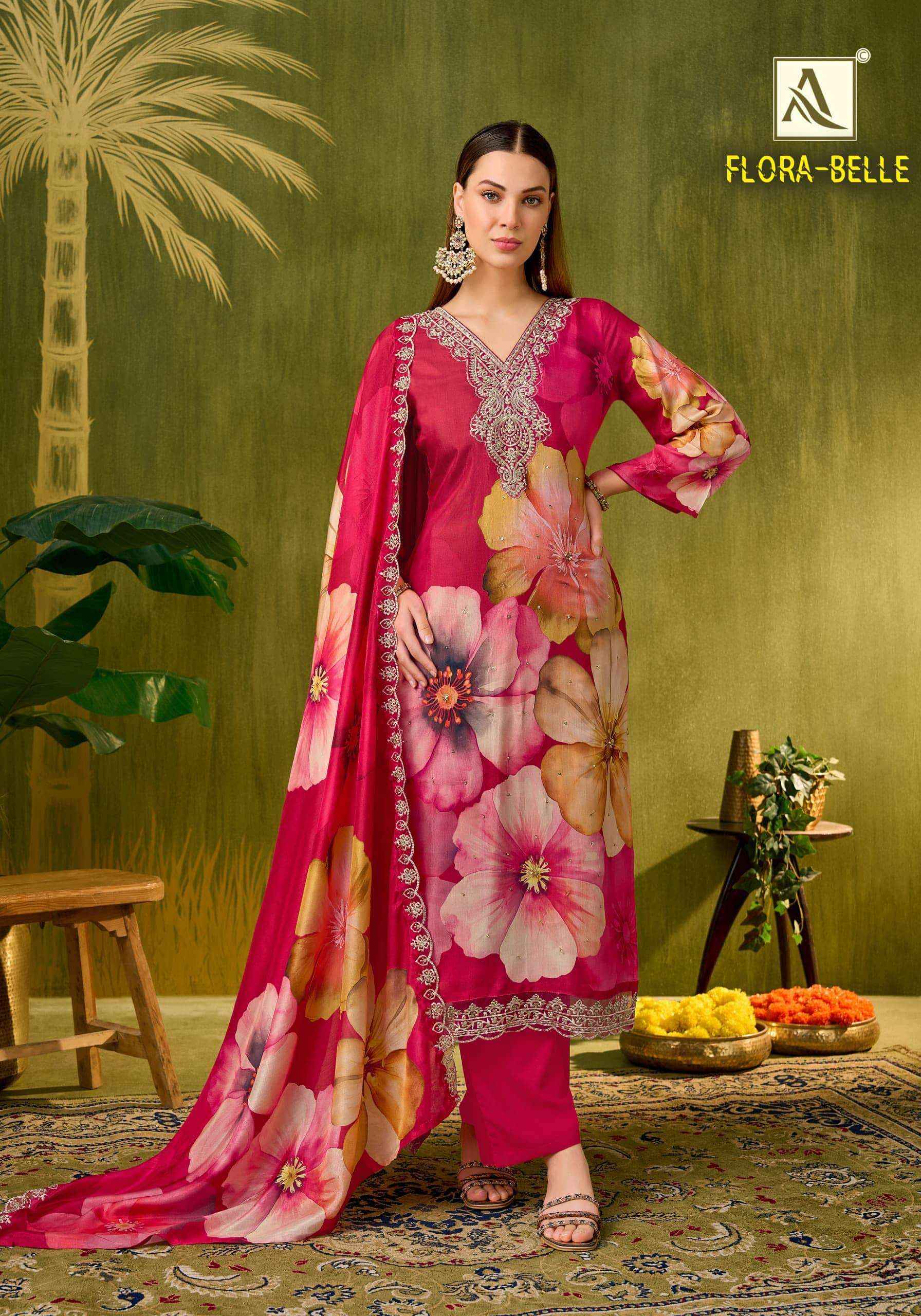 Alok Suit Flora Belle Muslin Suits | Cheapest Manufacturer Rate Online ( 6 Pcs Set )