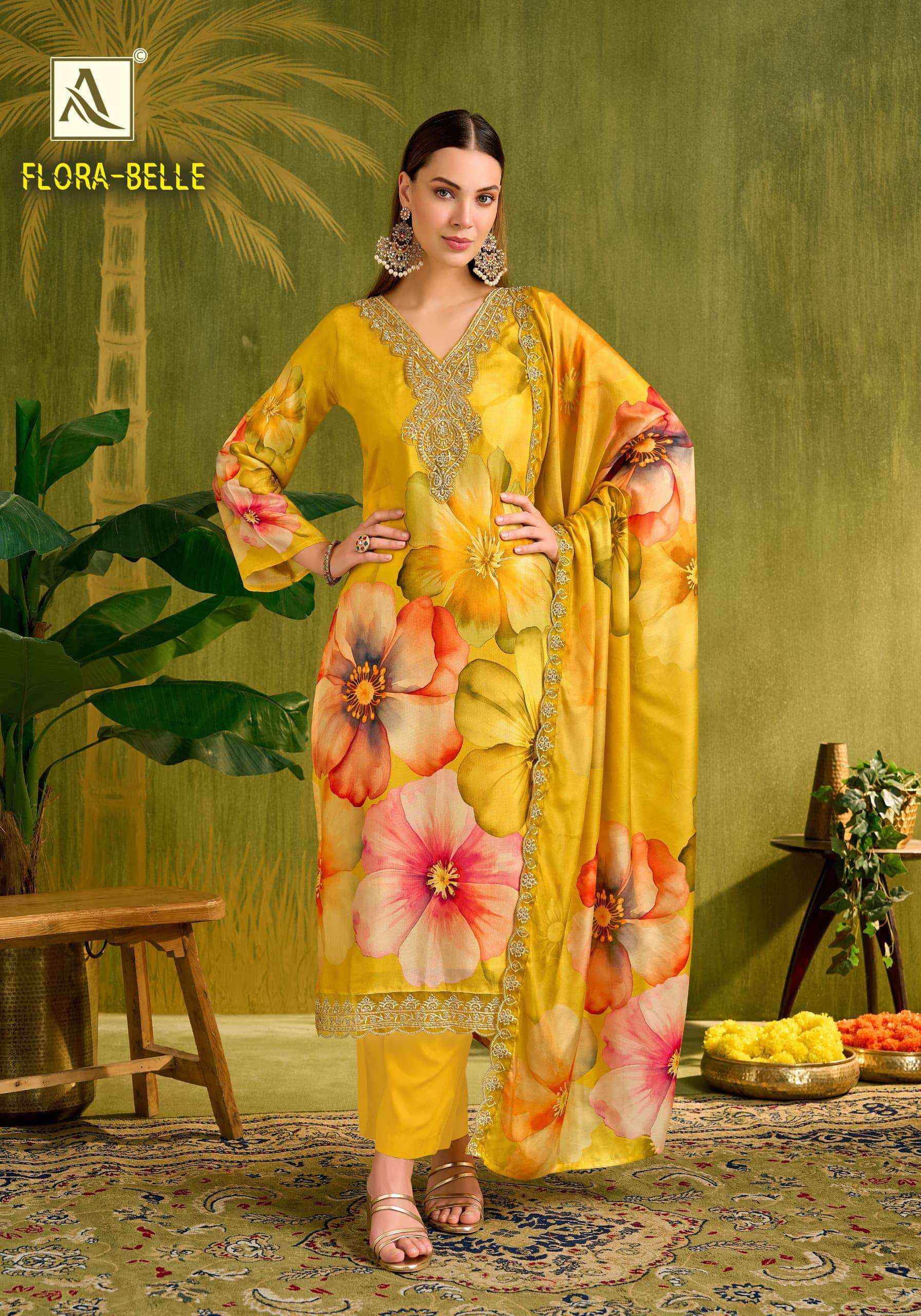 Alok Suit Flora Belle Muslin Suits | Cheapest Manufacturer Rate Online ( 6 Pcs Set )