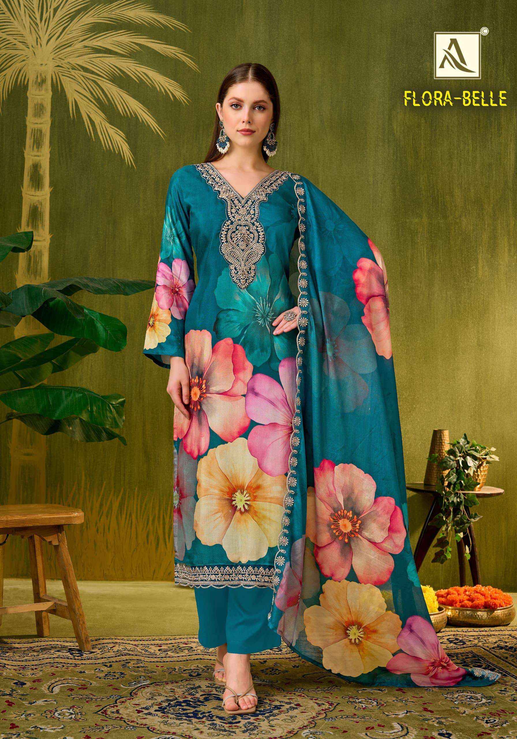 Alok Suit Flora Belle Muslin Suits | Cheapest Manufacturer Rate Online ( 6 Pcs Set )