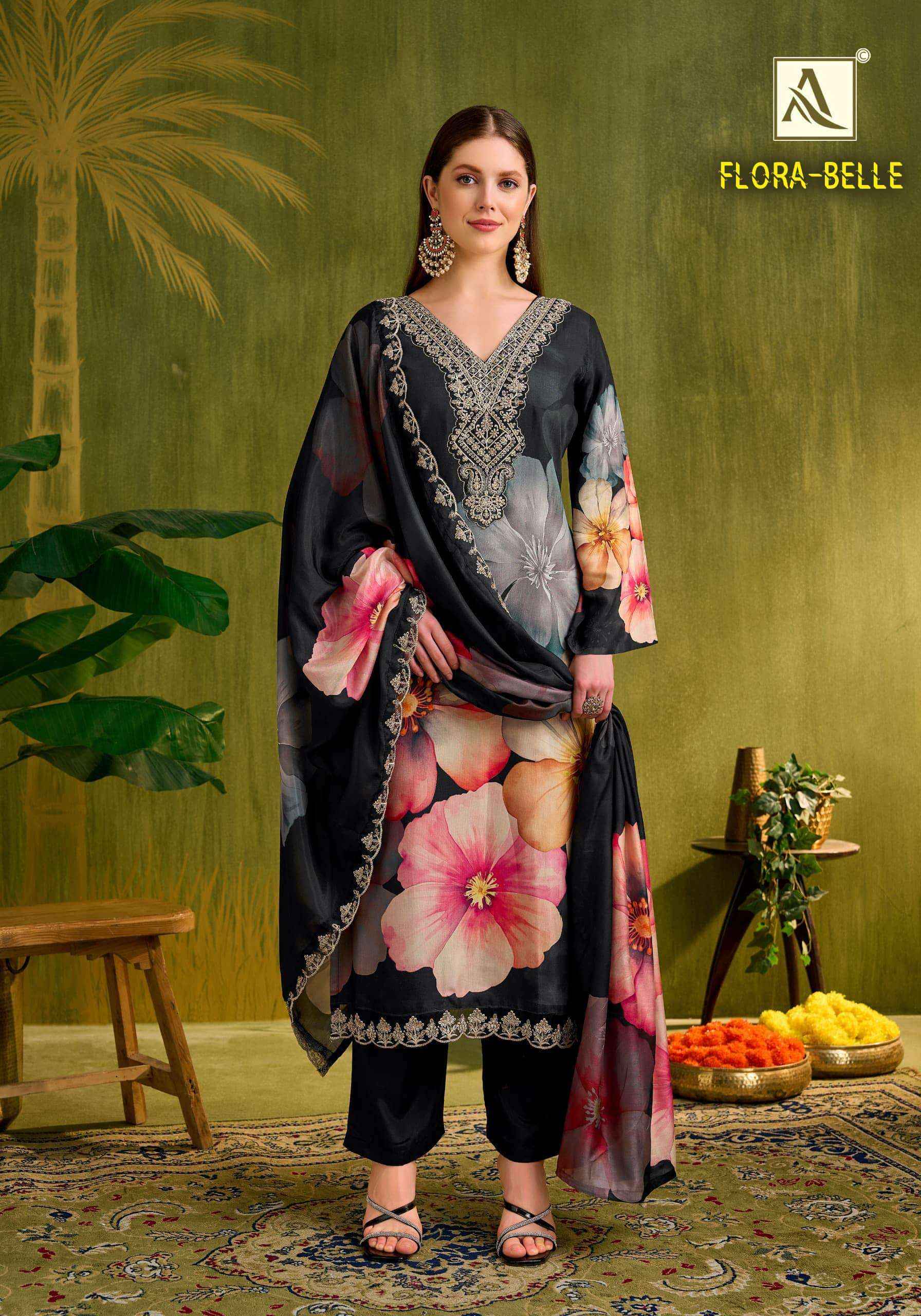Alok Suit Flora Belle Muslin Suits | Cheapest Manufacturer Rate Online ( 6 Pcs Set )