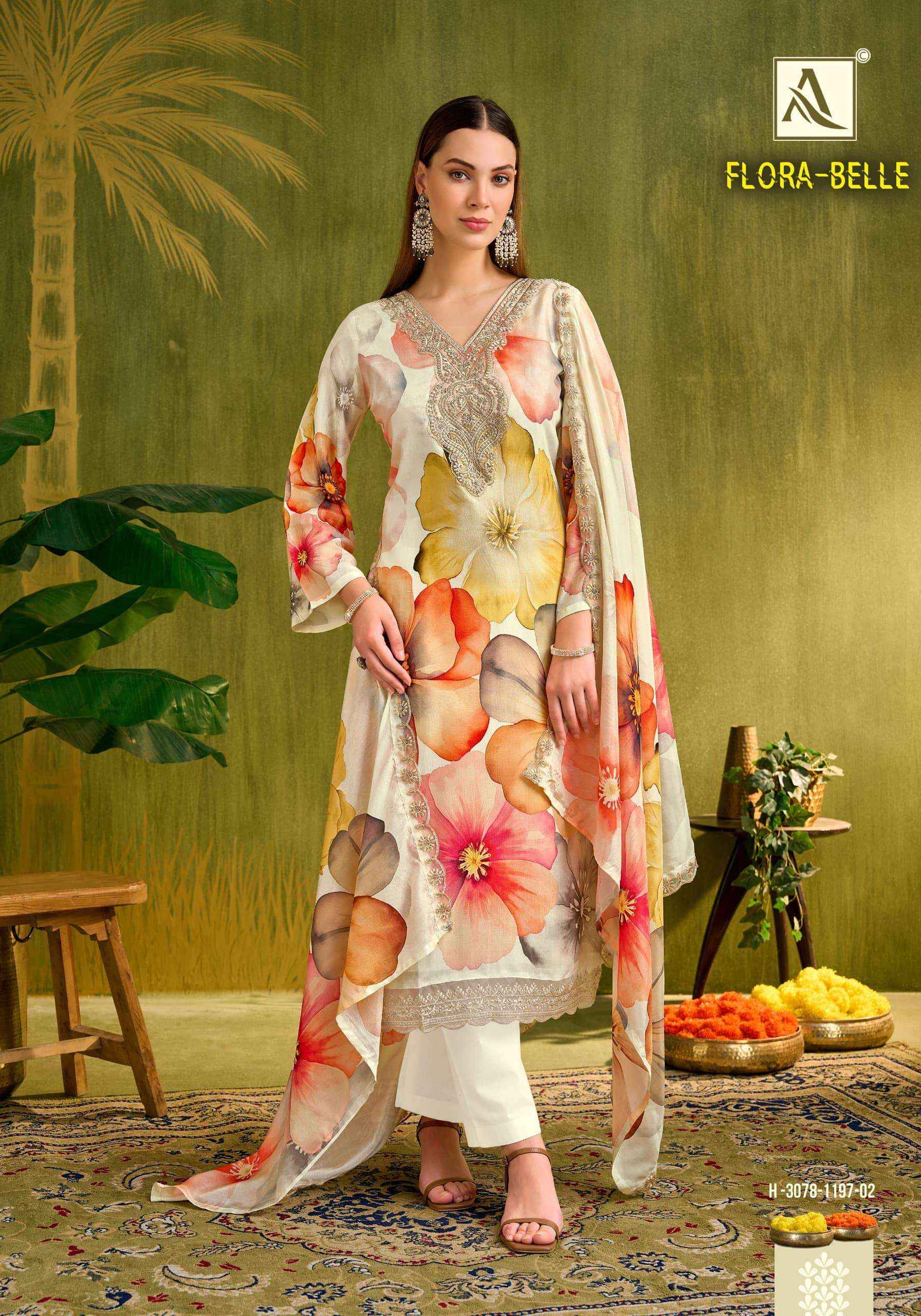 Alok Suit Flora Belle Muslin Suits | Cheapest Manufacturer Rate Online ( 6 Pcs Set )