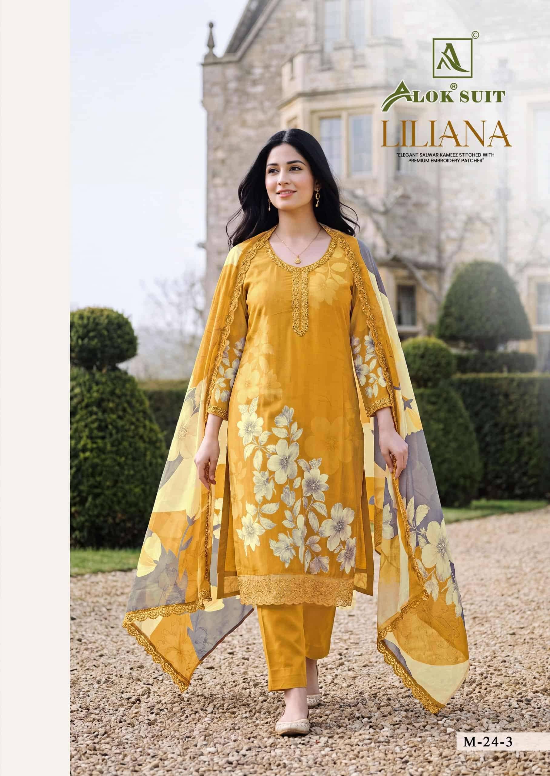 Alok Suit Liliana Premium Muslin Salwar Kameez 6 Pcs Catalog Dealer
