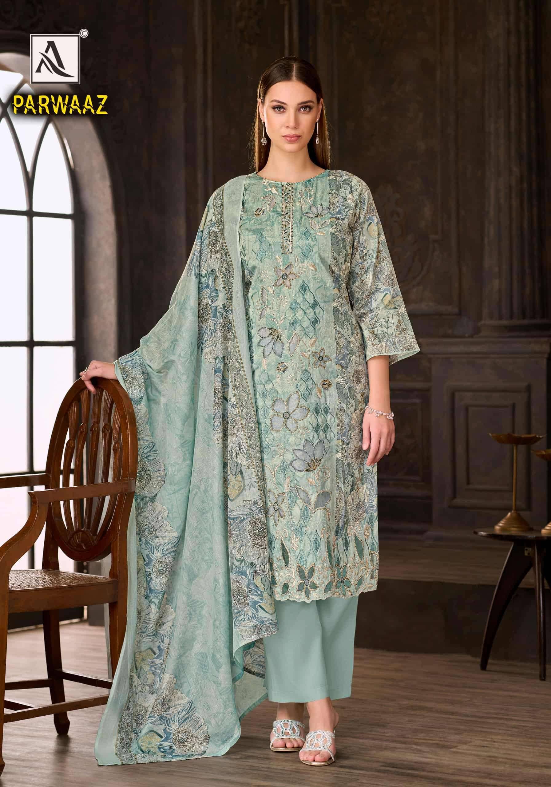 Alok Suit Parwaaz Fancy Cotton Salwar Kameez _ Surat Wholesale Market 4 Pcs Catalog 