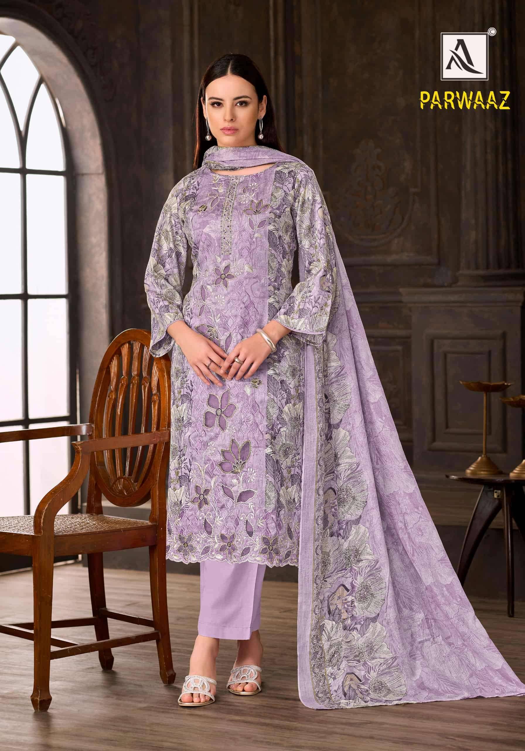 Alok Suit Parwaaz Fancy Cotton Salwar Kameez _ Surat Wholesale Market 4 Pcs Catalog 
