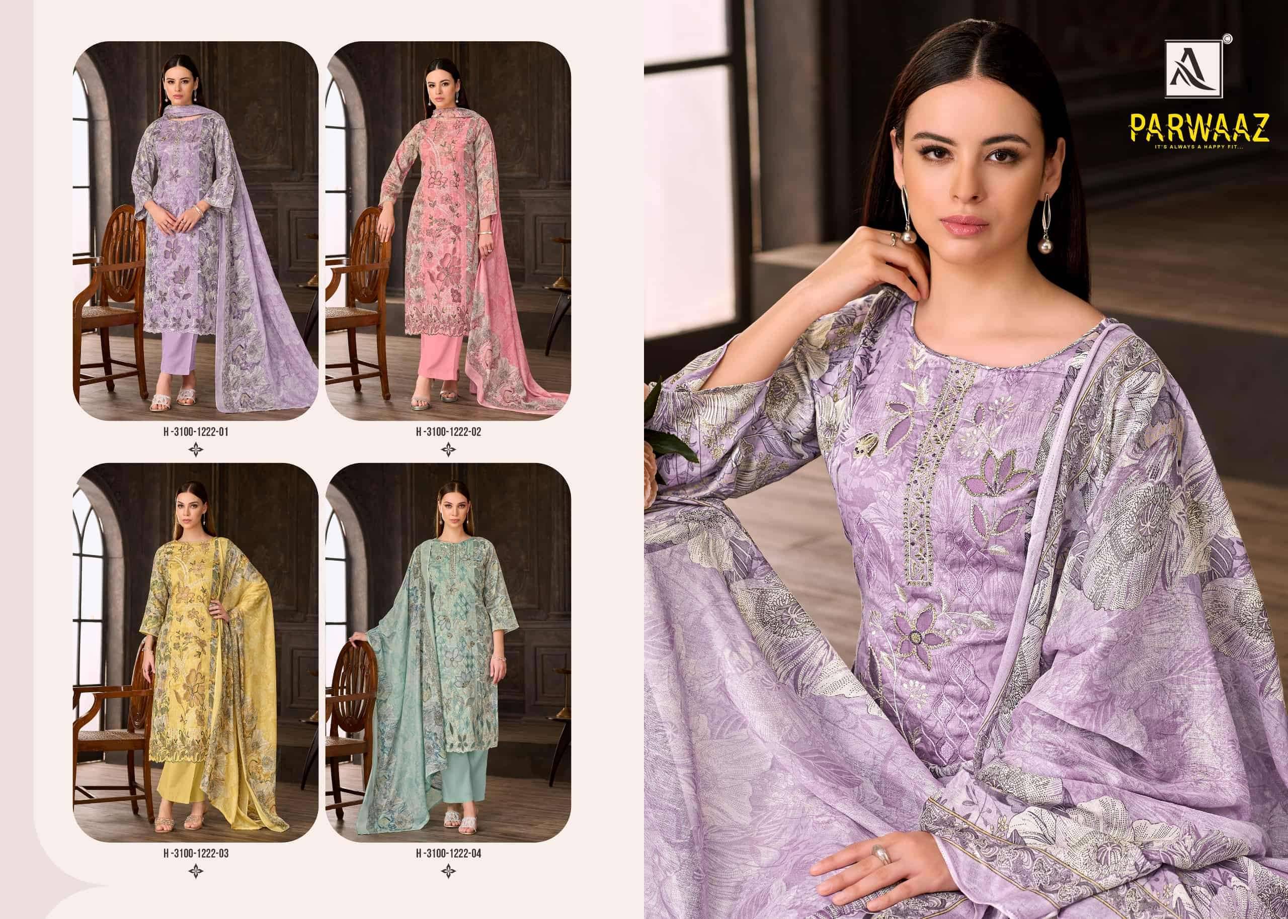 Alok Suit Parwaaz Fancy Cotton Salwar Kameez _ Surat Wholesale Market 4 Pcs Catalog 
