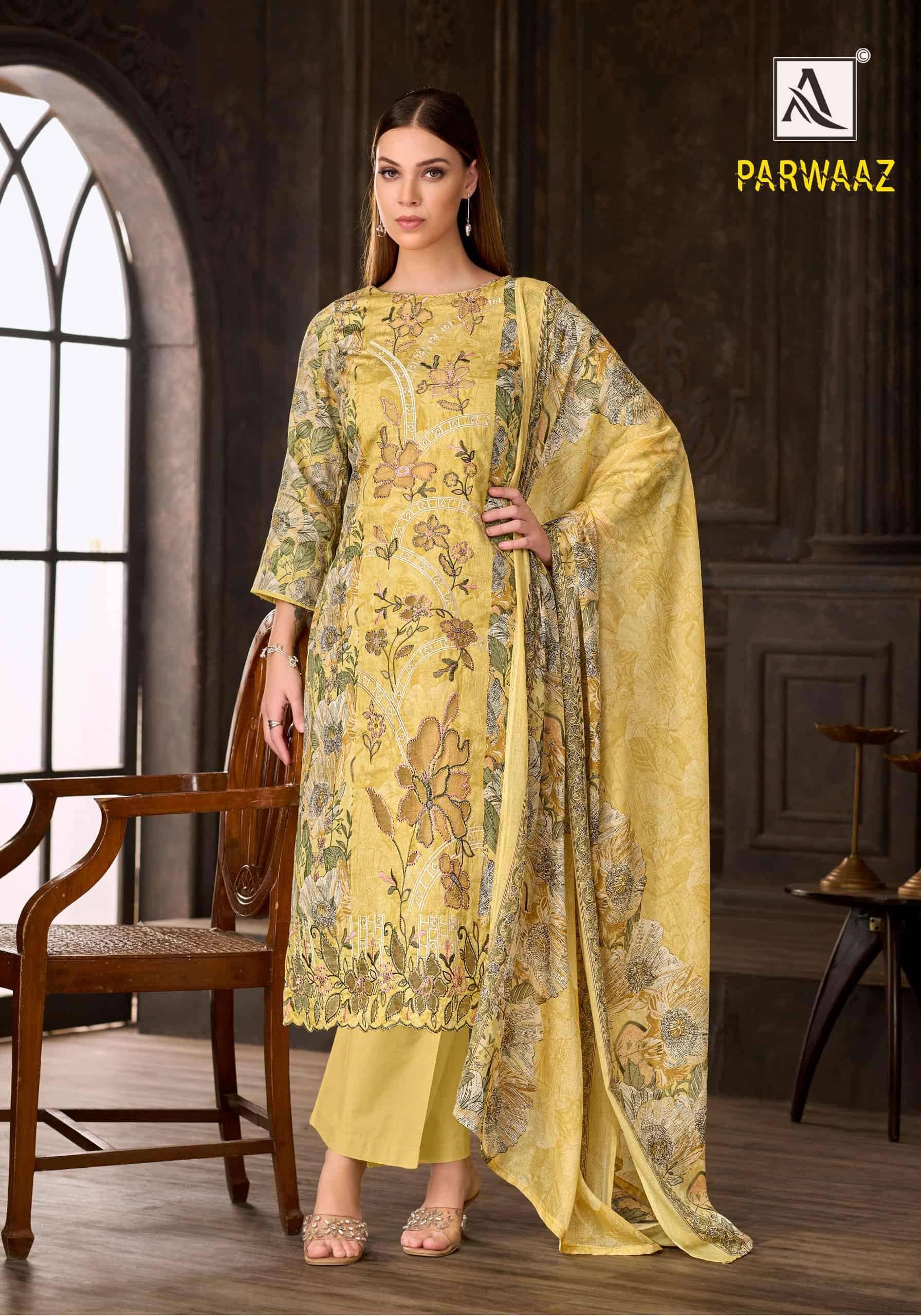Alok Suit Parwaaz Fancy Cotton Salwar Kameez _ Surat Wholesale Market 4 Pcs Catalog 