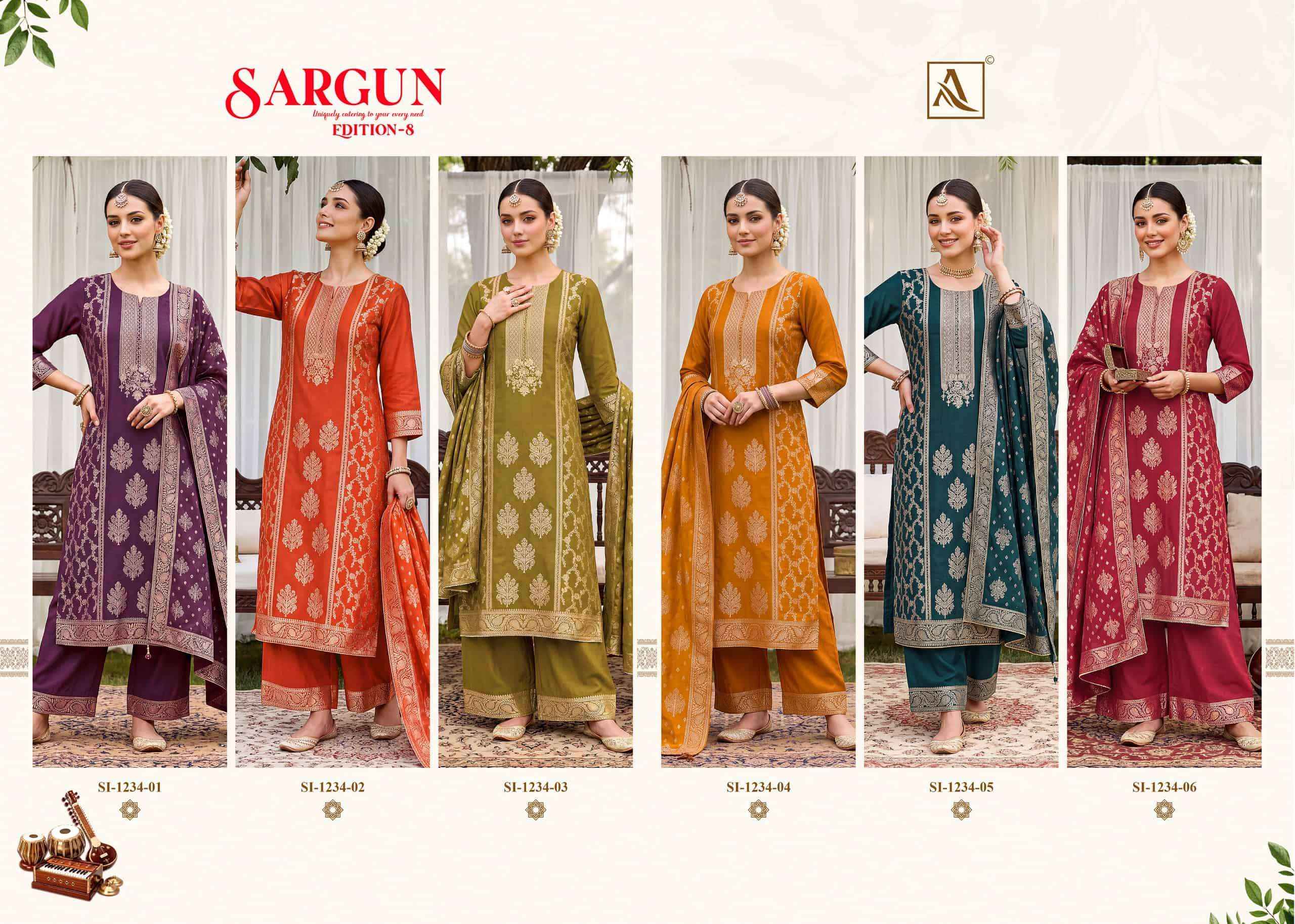 Alok Suit Sargun Edition 8 Premium Designs Ladies Dress 6 Pcs Catalogue