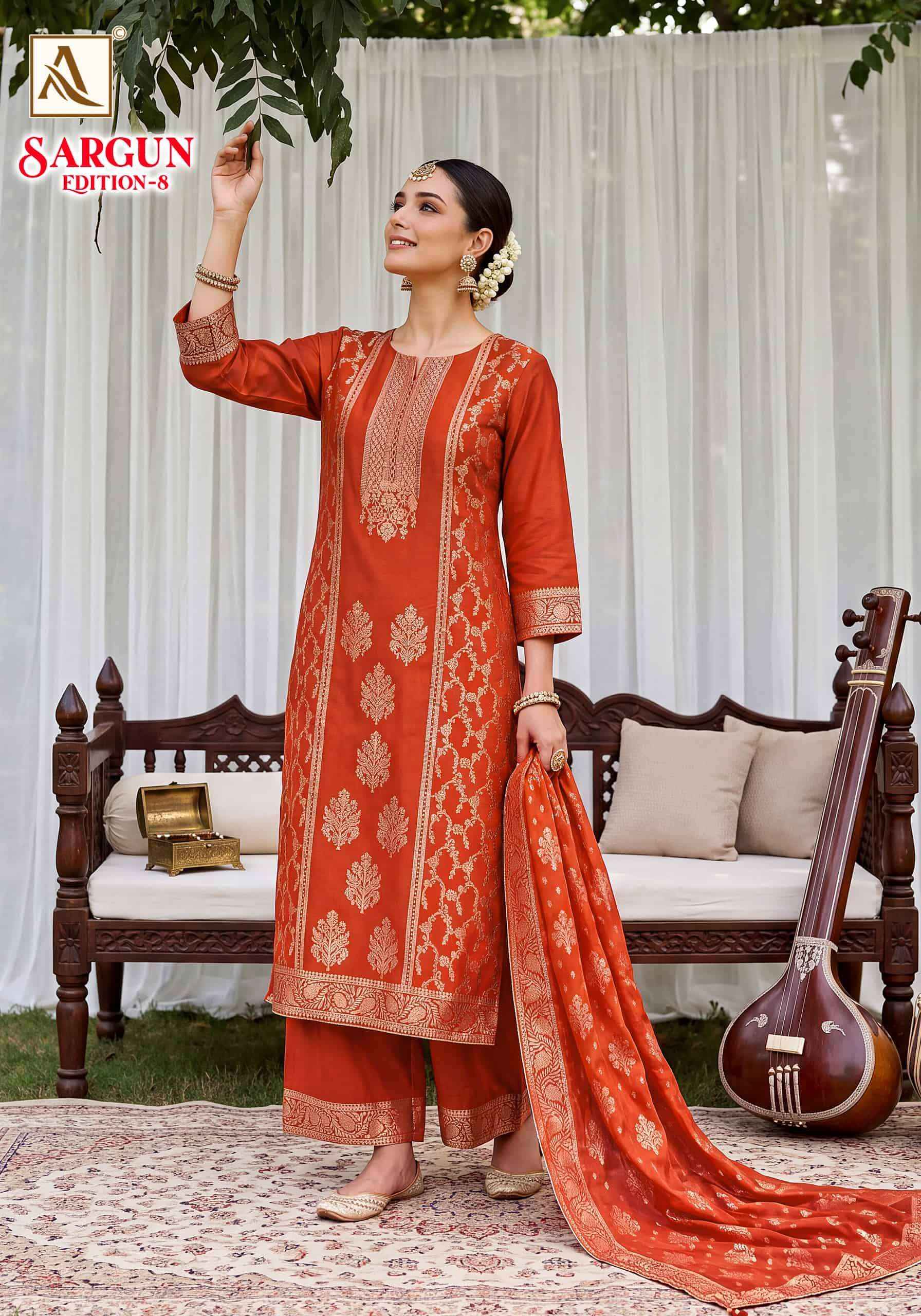 Alok Suit Sargun Edition 8 Premium Designs Ladies Dress 6 Pcs Catalogue