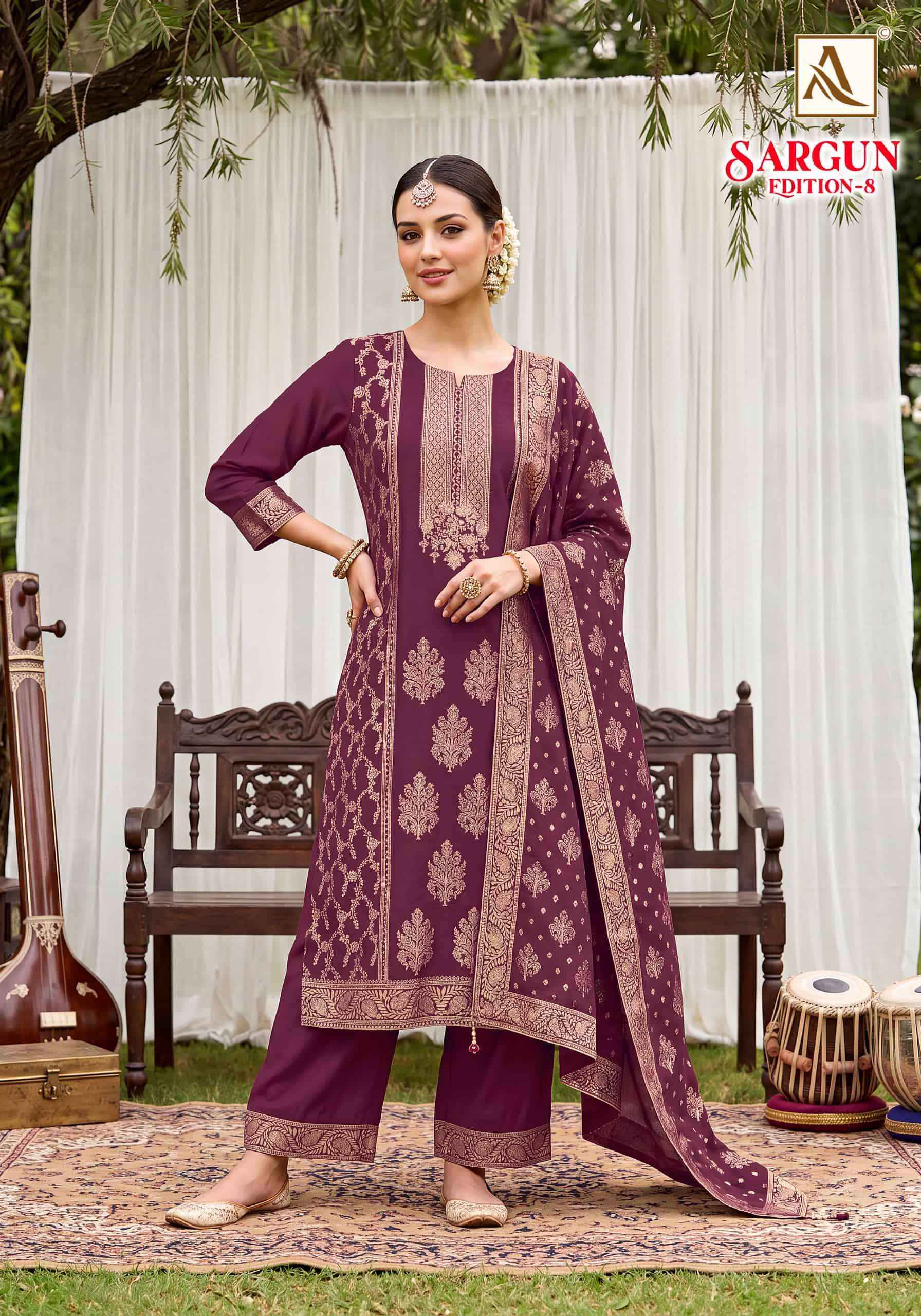 Alok Suit Sargun Edition 8 Premium Designs Ladies Dress 6 Pcs Catalogue