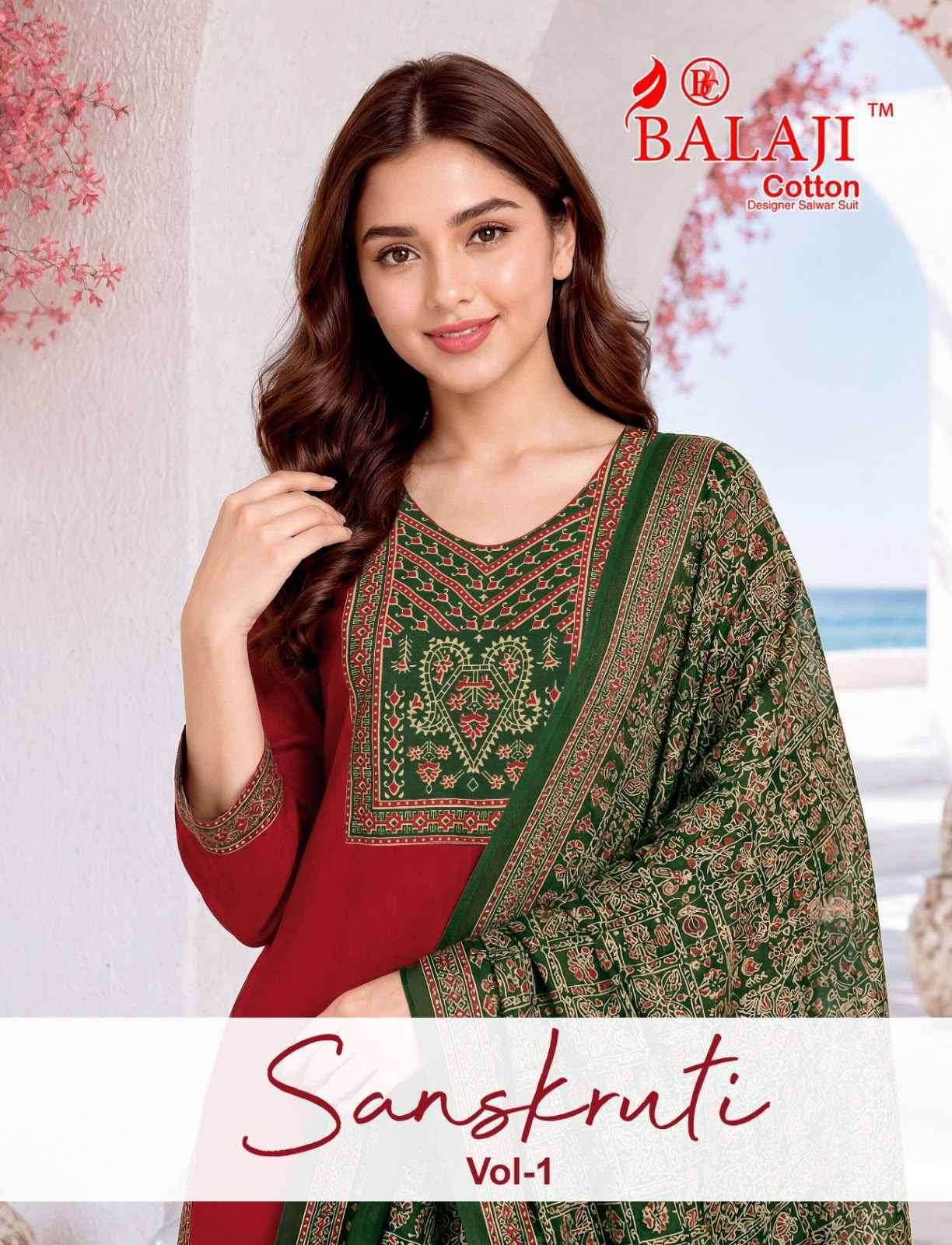 Balaji Sanskruti Vol 1 Readymade Cotton Suits 10 pcs Catalog