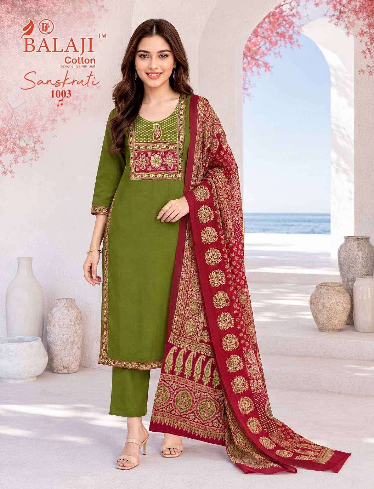 Balaji Sanskruti Vol 1 Readymade Cotton Suits 10 pcs Catalog