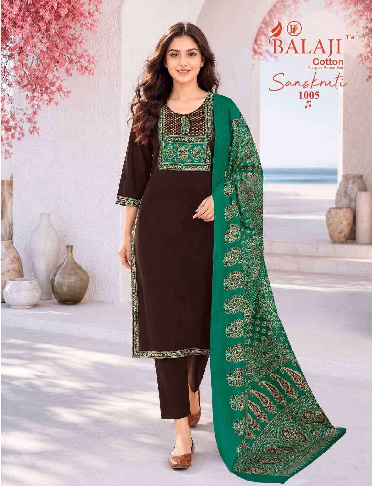 Balaji Sanskruti Vol 1 Readymade Cotton Suits 10 pcs Catalog
