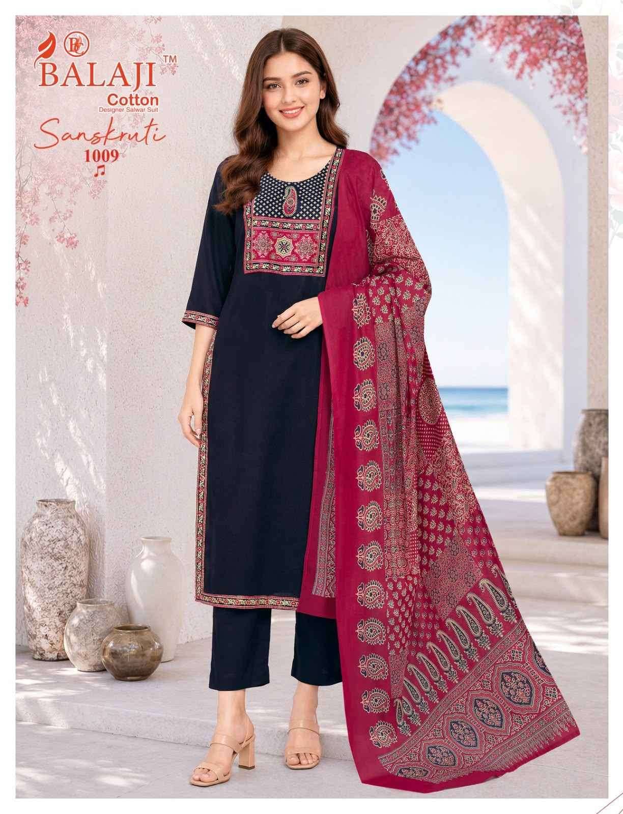Balaji Sanskruti Vol 1 Readymade Cotton Suits 10 pcs Catalog