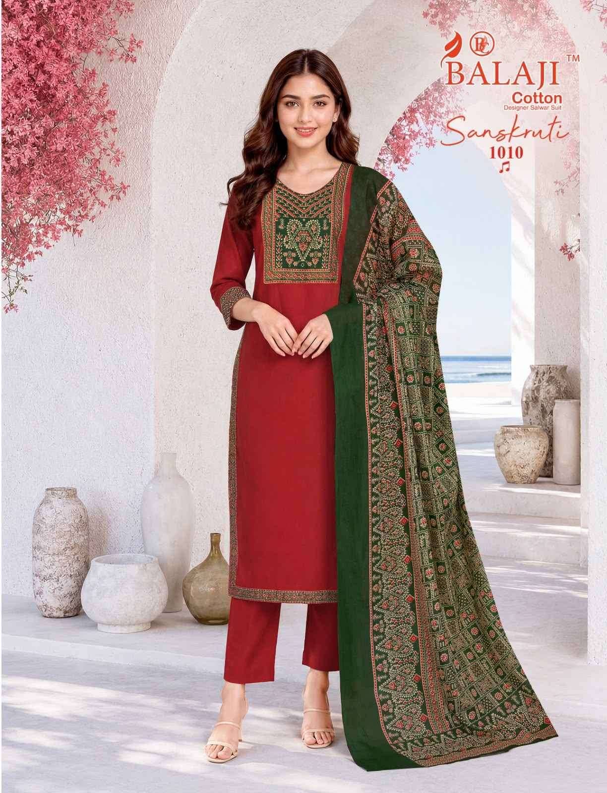 Balaji Sanskruti Vol 1 Readymade Cotton Suits 10 pcs Catalog