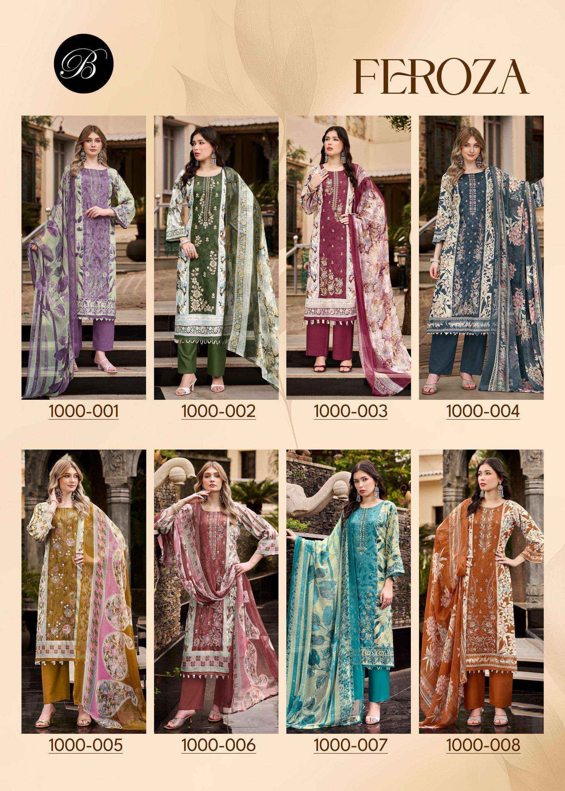 Belliza Designer Feroza Jam Cotton Suits | B2B Clothing Website ( 8 Pcs Set )
