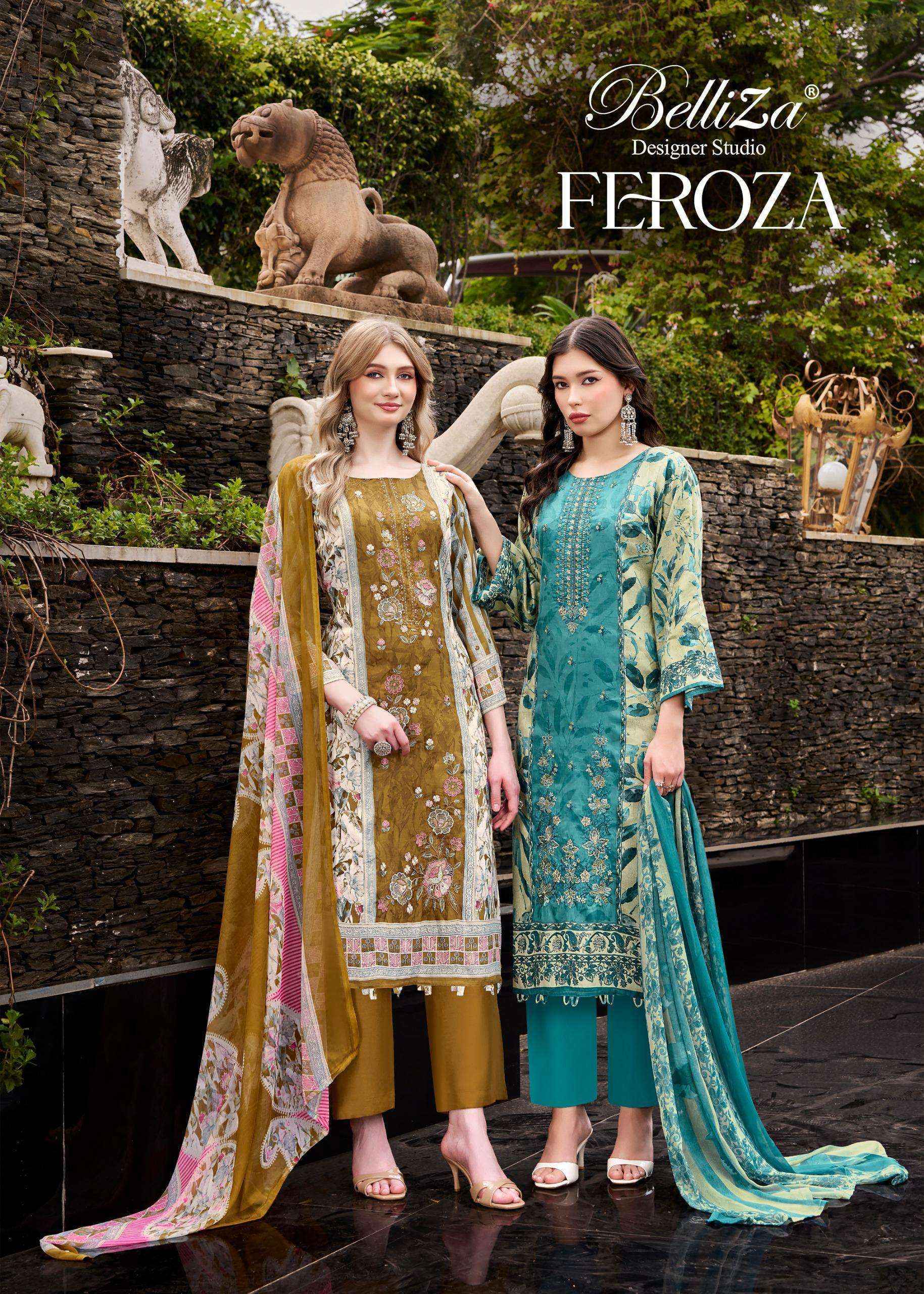 Belliza Designer Feroza Jam Cotton Suits | B2B Clothing Website ( 8 Pcs Set )