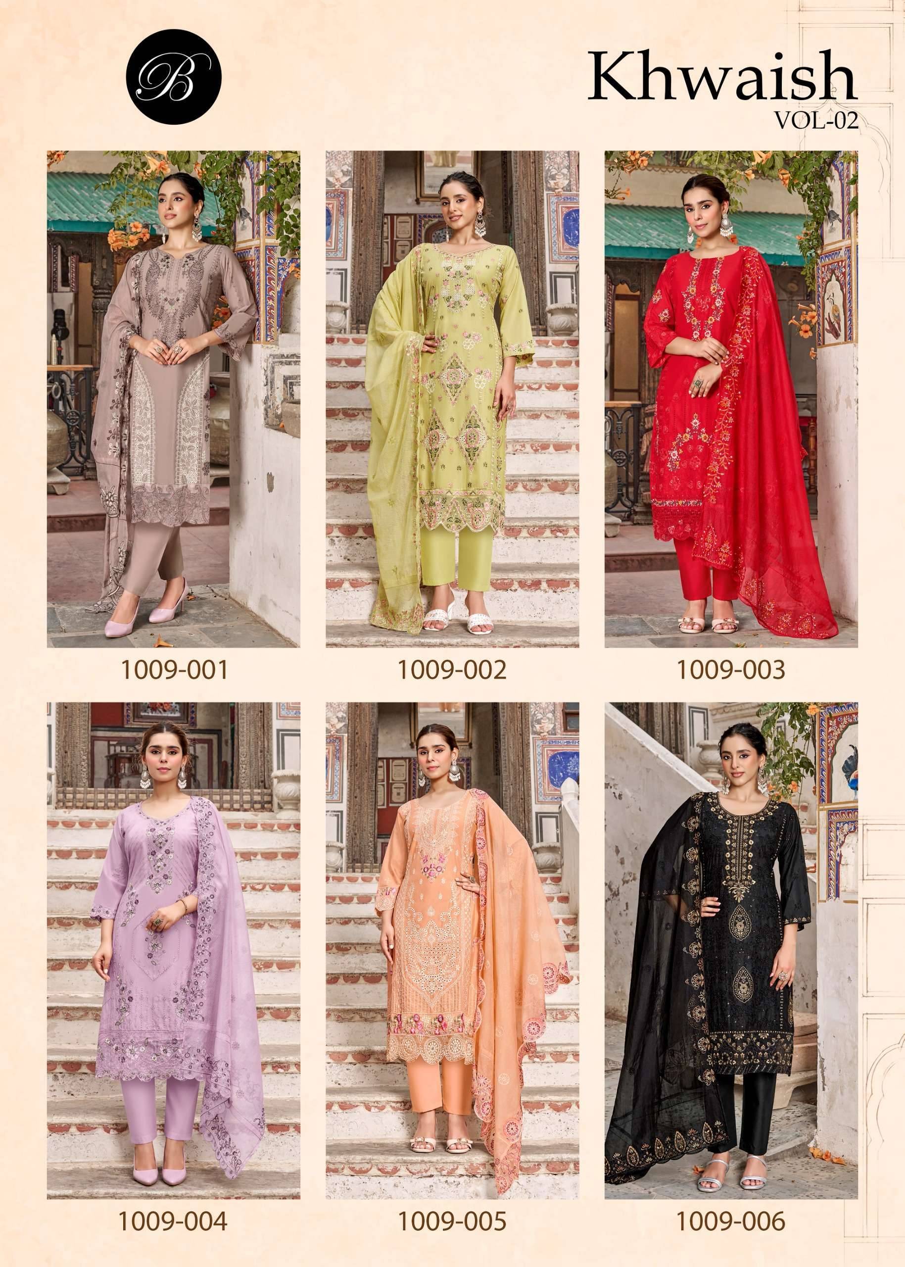 BELLIZA KHWAISH VOL 2 LAWN COTTON DRESS MATERIAL 6 PCS CATALOG