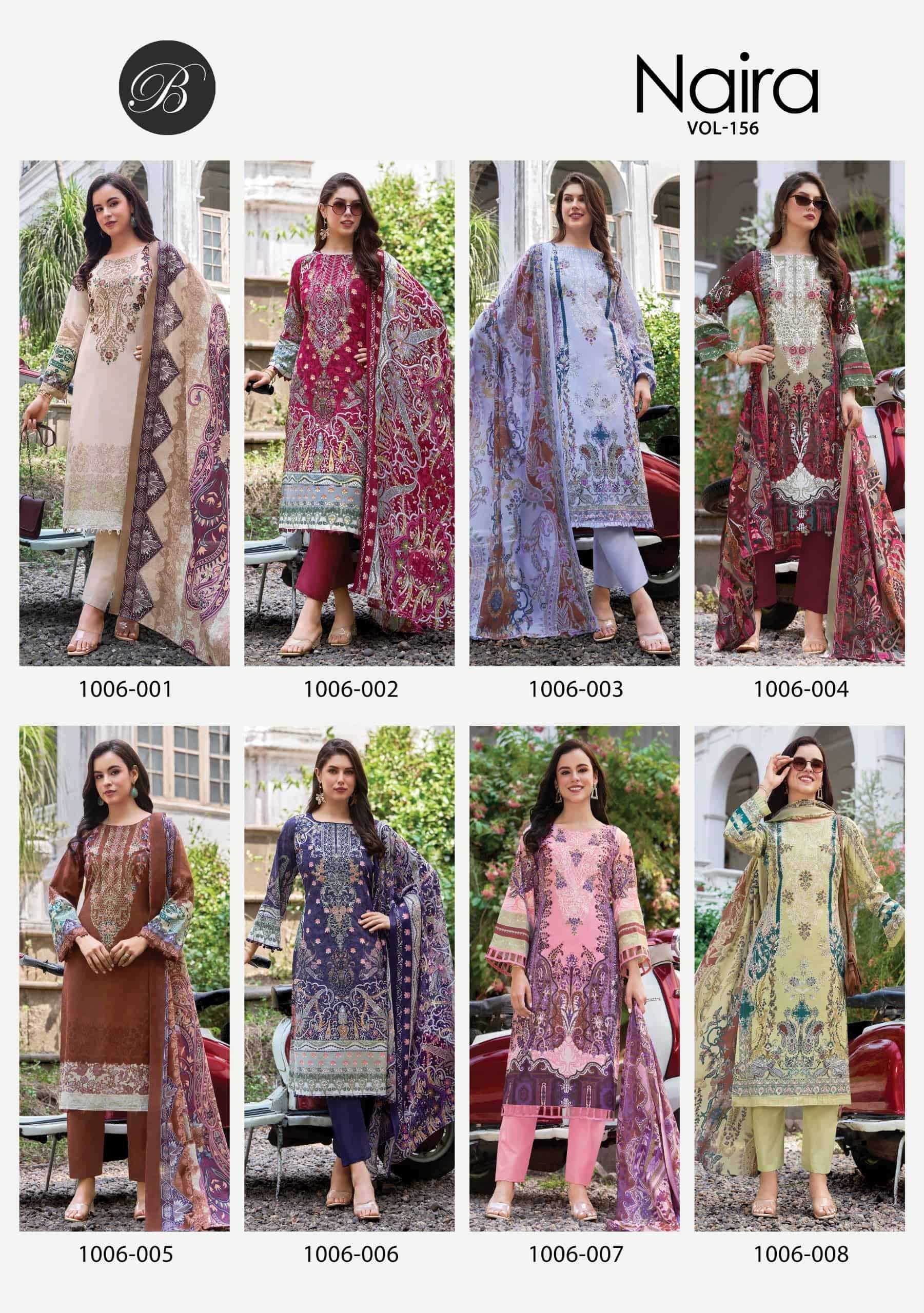 Belliza Naira Vol 156 Pure Cotton Fancy Salwar Suit  8 Pcs Catalog 