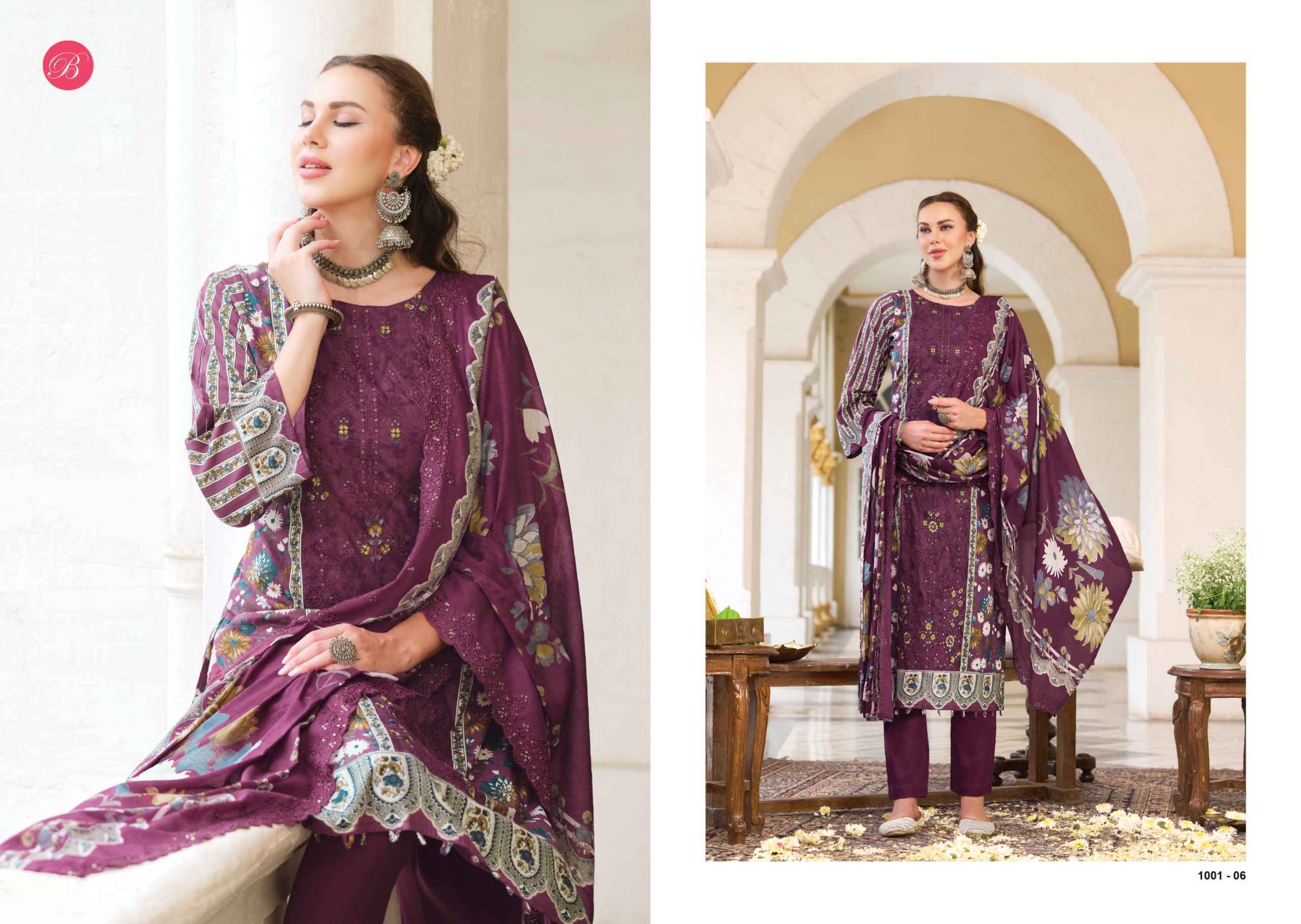 Belliza Noor E Ishq Cotton Dress Material | wholesale worldwide shipping ( 6 pcs Set )
