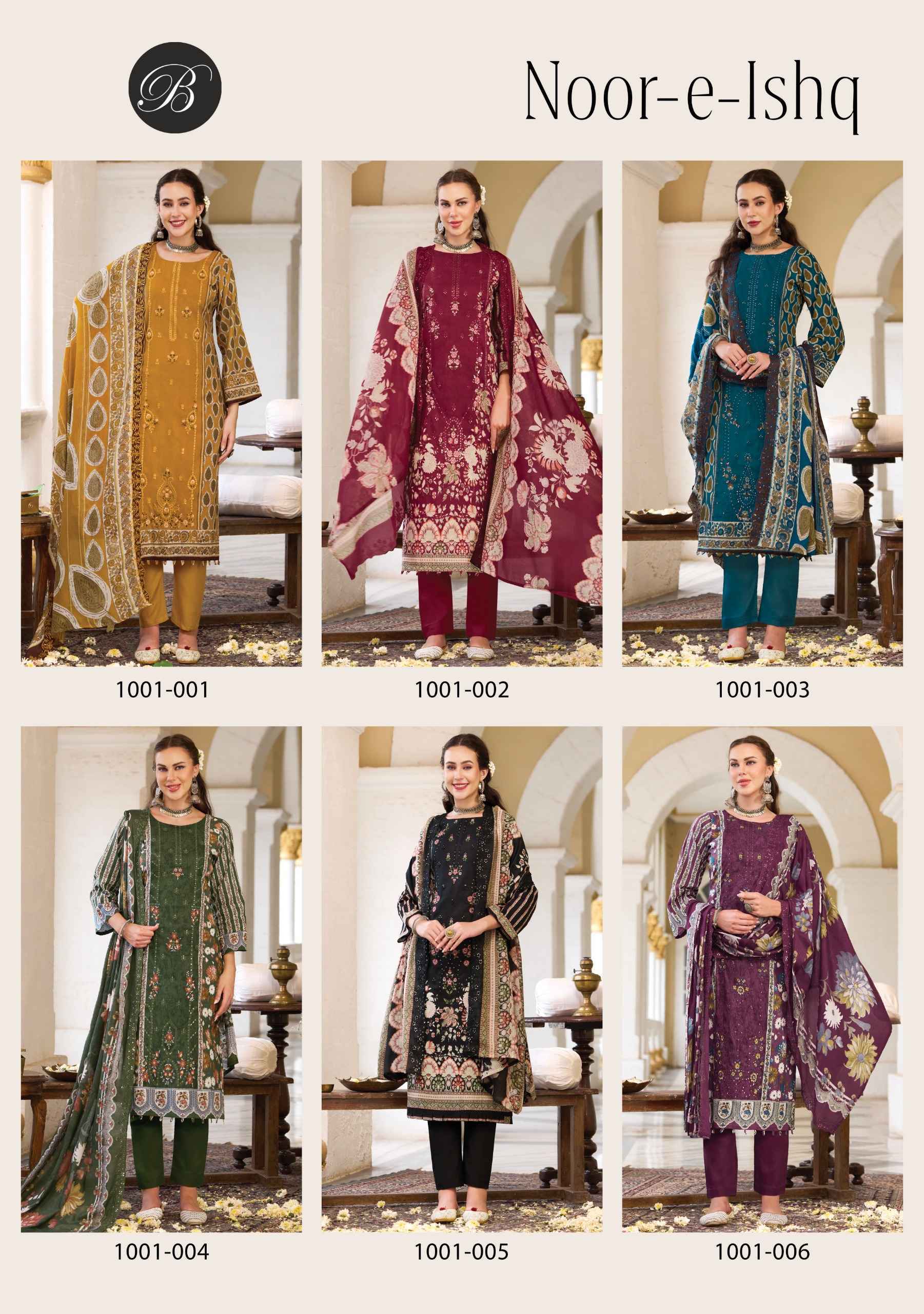 Belliza Noor E Ishq Cotton Dress Material | wholesale worldwide shipping ( 6 pcs Set )