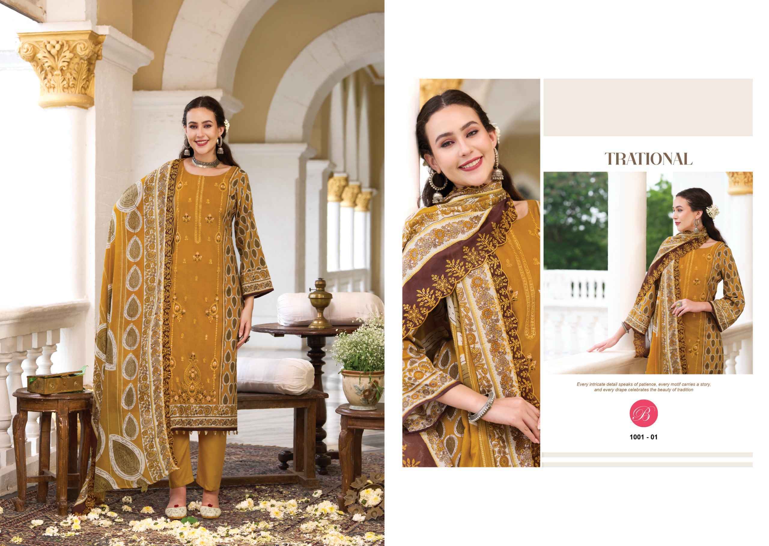 Belliza Noor E Ishq Cotton Dress Material | wholesale worldwide shipping ( 6 pcs Set )