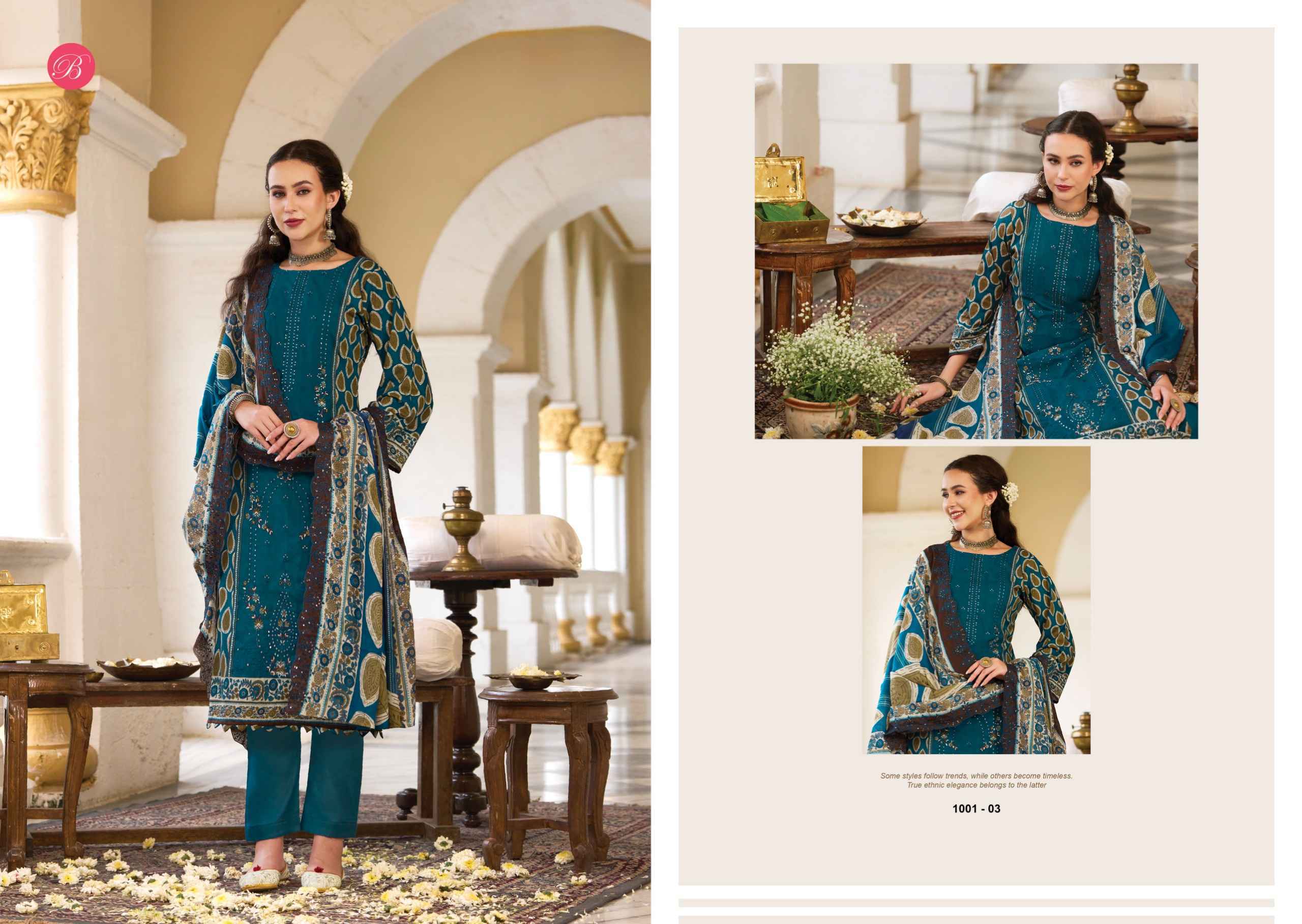 Belliza Noor E Ishq Cotton Dress Material | wholesale worldwide shipping ( 6 pcs Set )