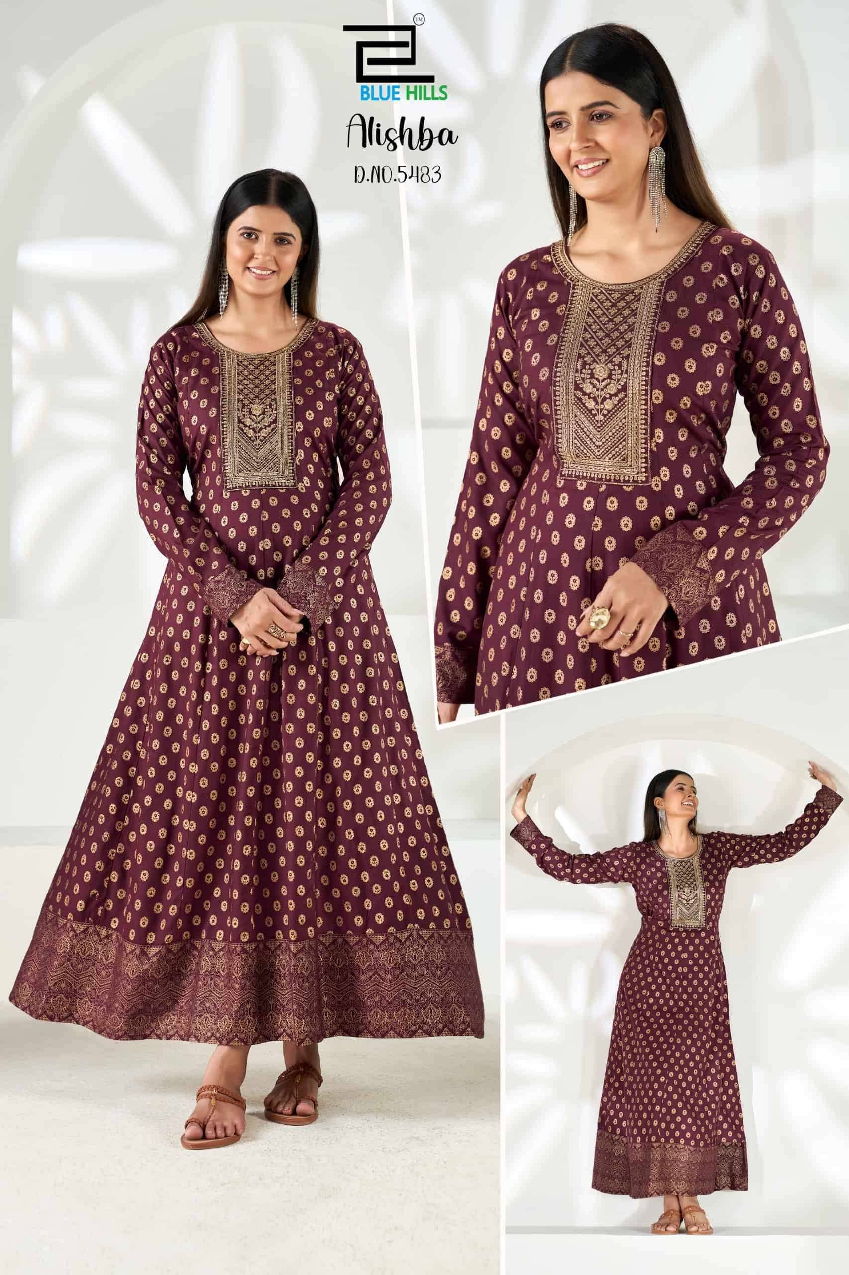 Blue Hills Alishba Premium Style Anarkali Gown Set  6 Pcs Catalog 