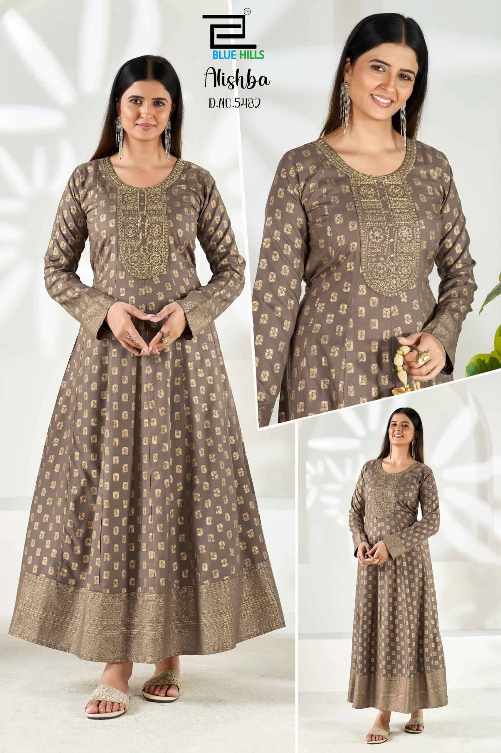 Blue Hills Alishba Premium Style Anarkali Gown Set  6 Pcs Catalog 