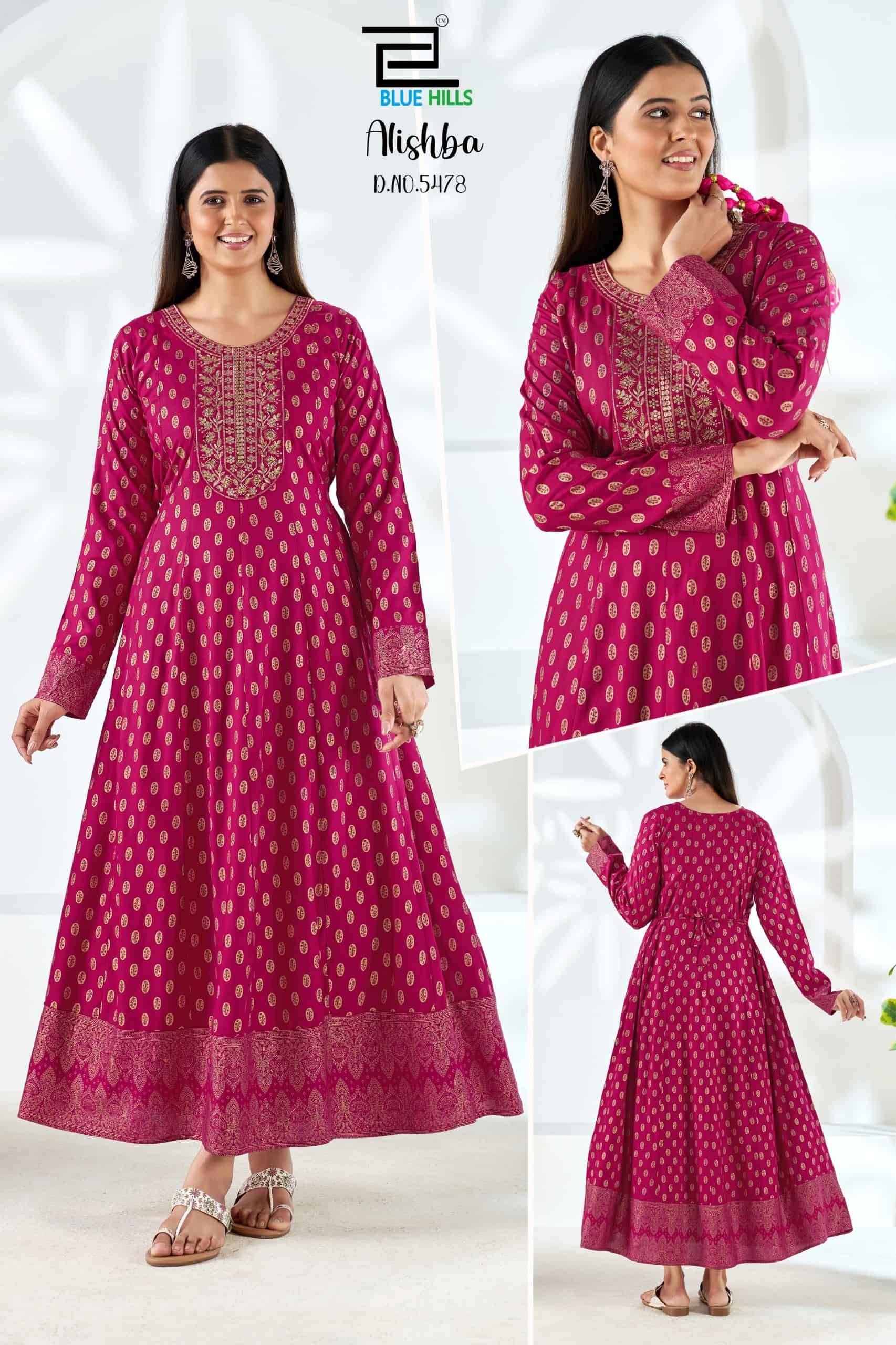 Blue Hills Alishba Premium Style Anarkali Gown Set  6 Pcs Catalog 