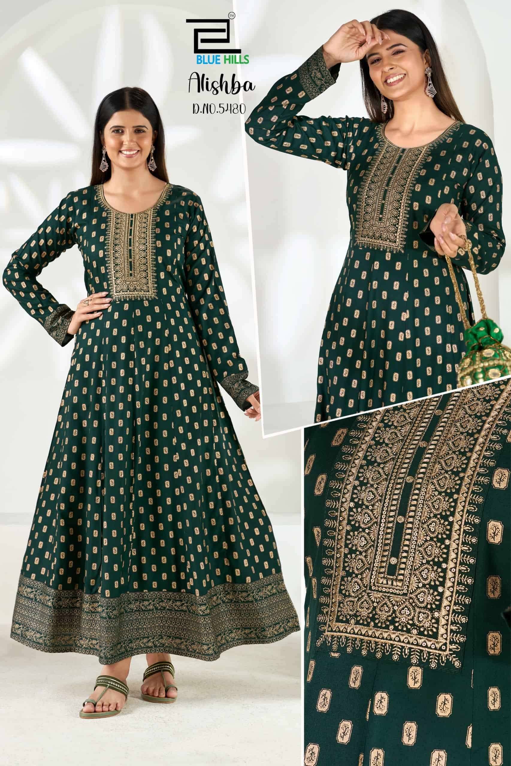 Blue Hills Alishba Premium Style Anarkali Gown Set  6 Pcs Catalog 