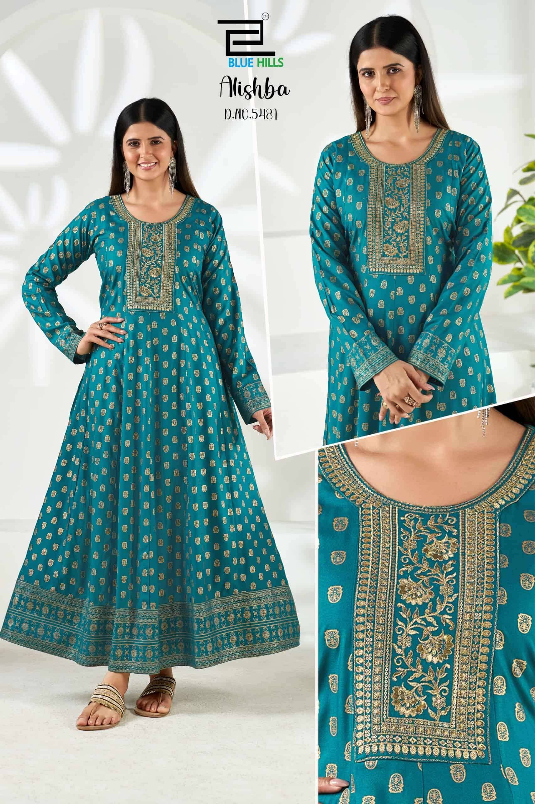 Blue Hills Alishba Premium Style Anarkali Gown Set  6 Pcs Catalog 