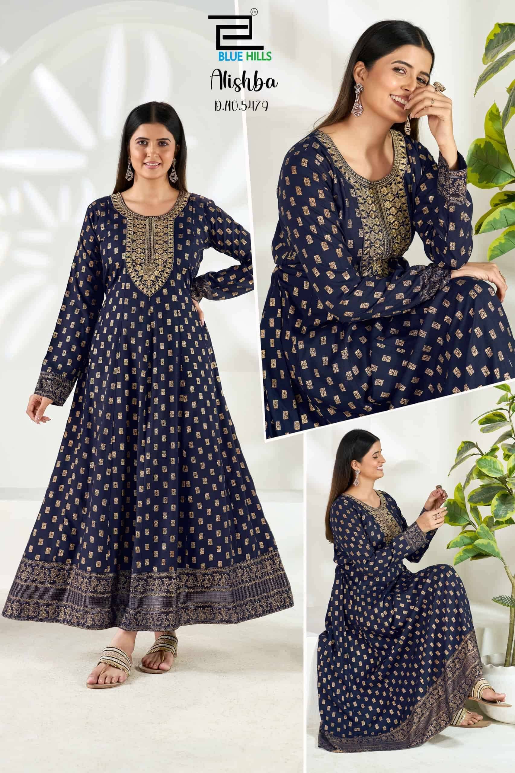 Blue Hills Alishba Premium Style Anarkali Gown Set  6 Pcs Catalog 
