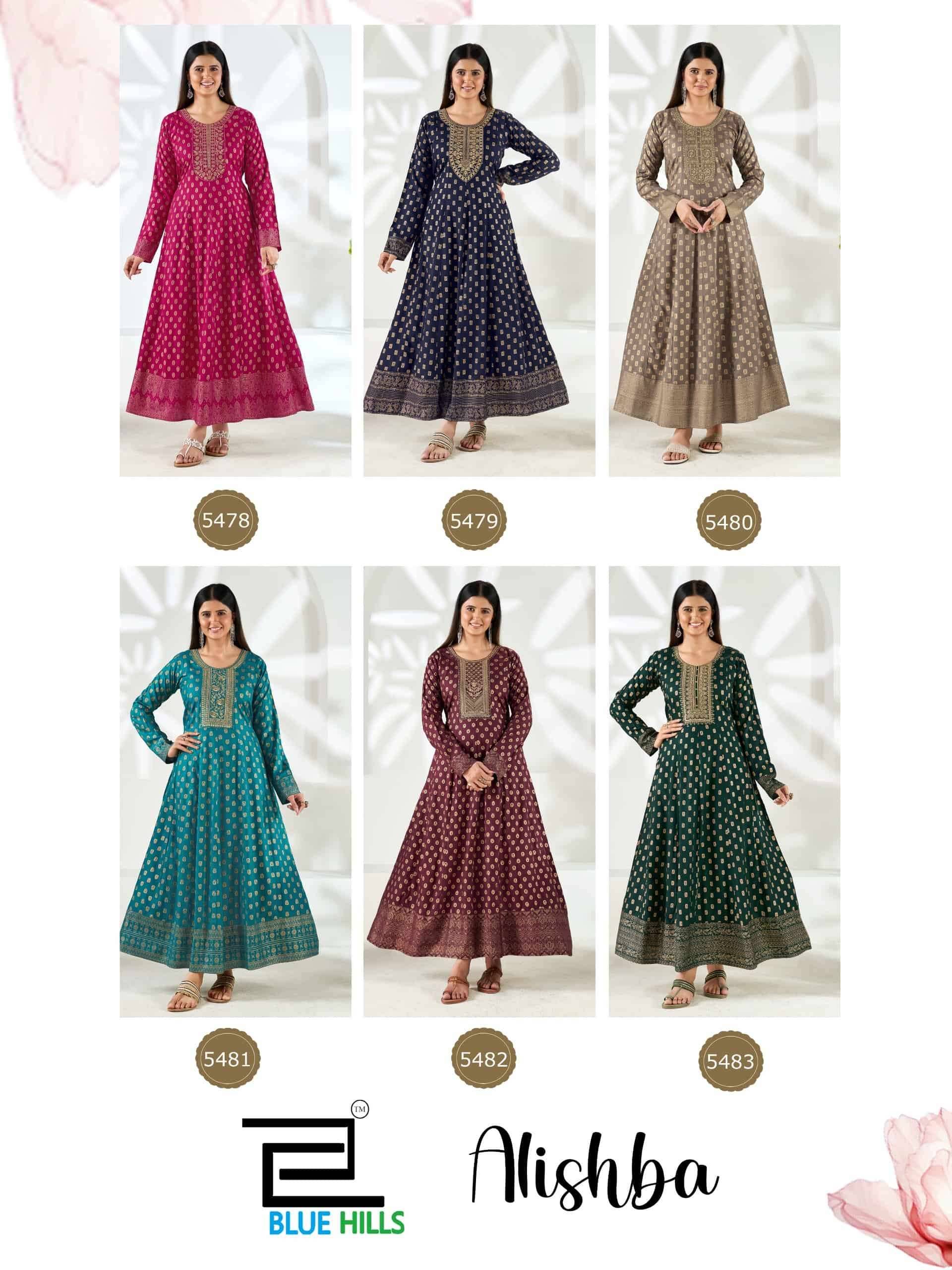 Blue Hills Alishba Premium Style Anarkali Gown Set  6 Pcs Catalog 