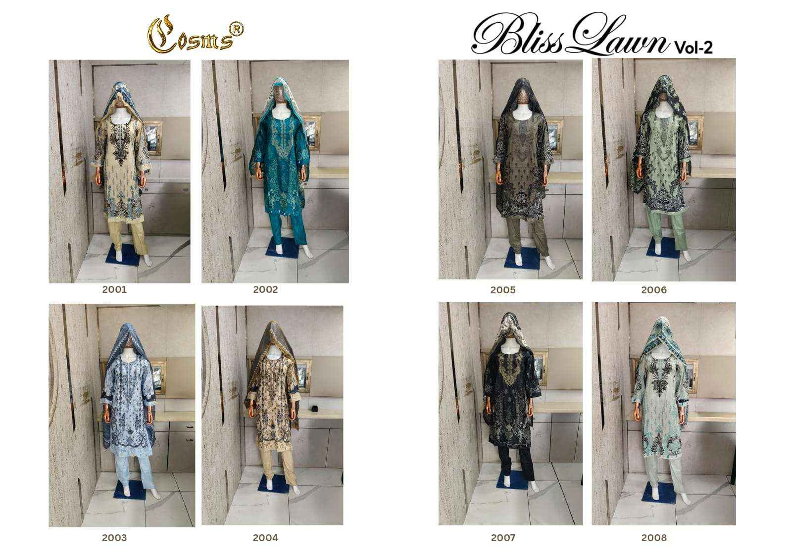 Cosmos Bliss Lawn Vol 2 Readymade Pakistani Dress 8Pcs Catalog