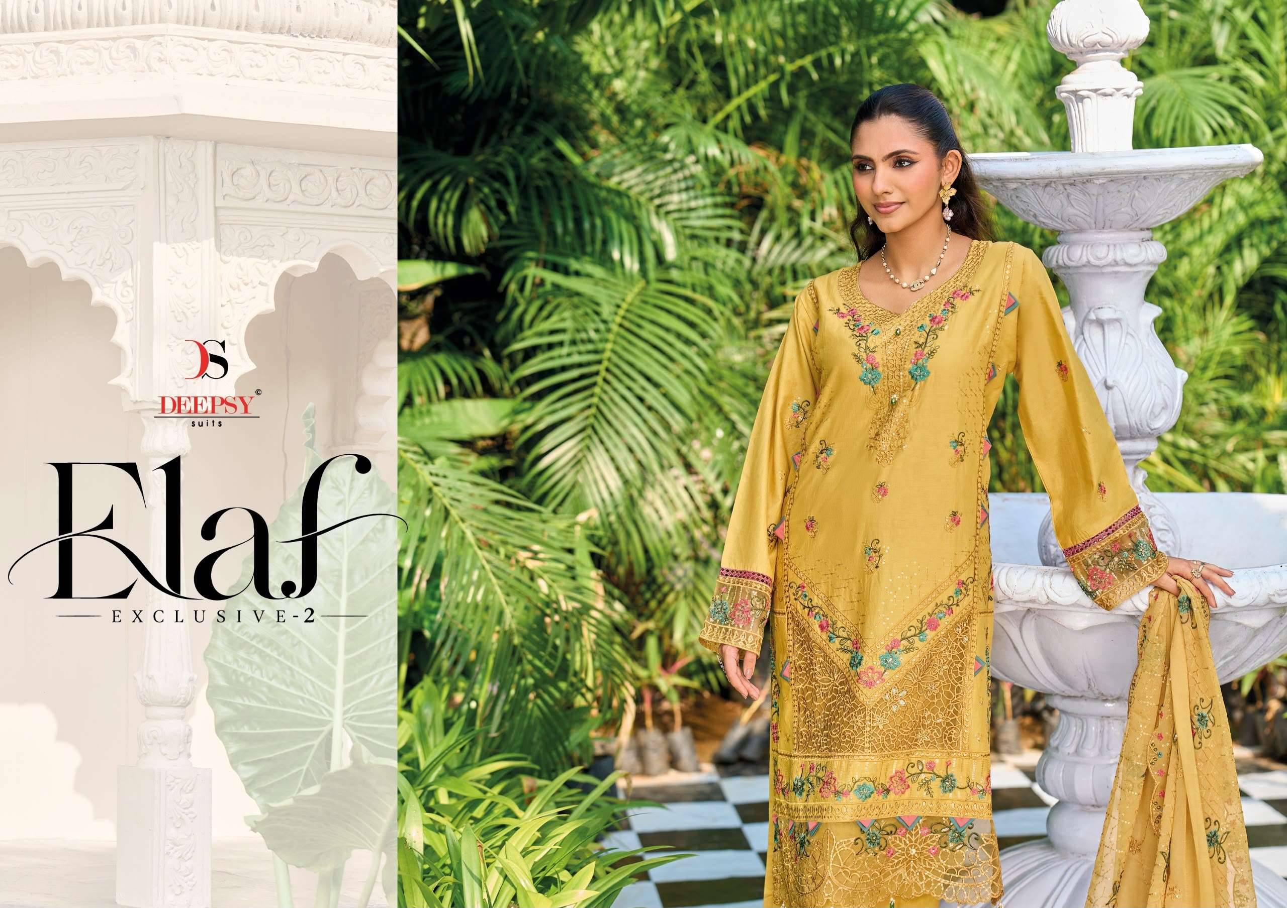 DEEPSY SUITS ELAF EXCLUSIVE VOL 2 LAWN COTTON DRESS MATERIAL 6 PCS CATALOG