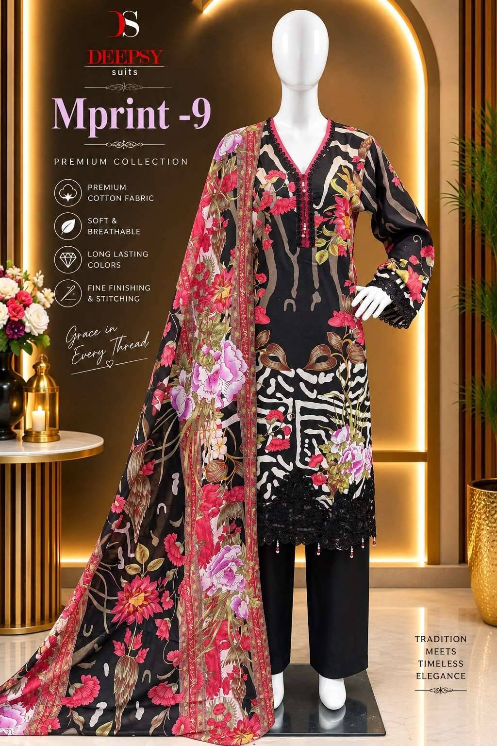 DEEPSY SUITS MARIA B M PRINT VOL 9 READY MADE SUITS 8 PCS CATALOG