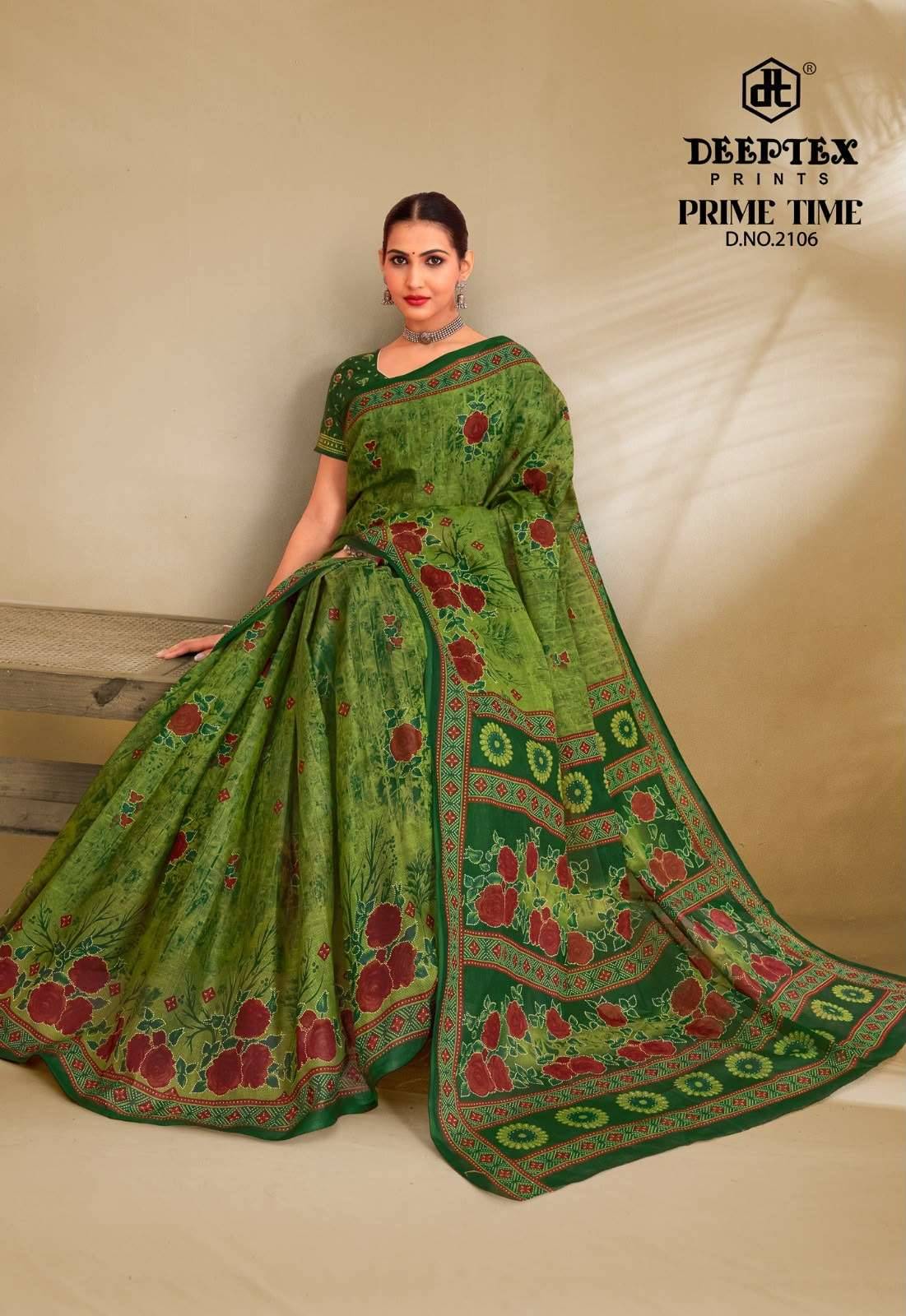 Deeptex Prime Time Vol 21 Daily Wear Heavy Cotton Saree Set 10 Pcs Catalog 