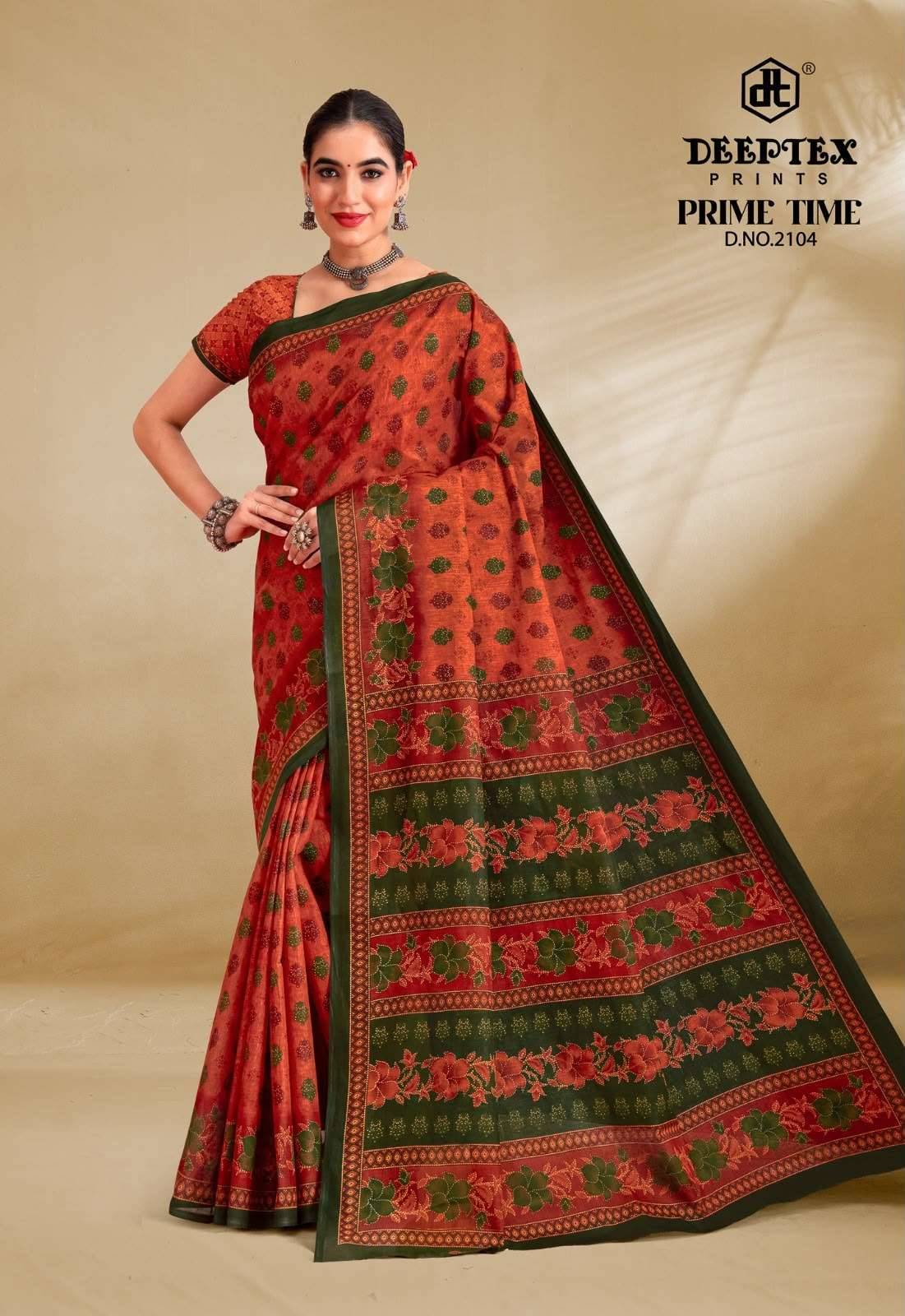 Deeptex Prime Time Vol 21 Daily Wear Heavy Cotton Saree Set 10 Pcs Catalog 