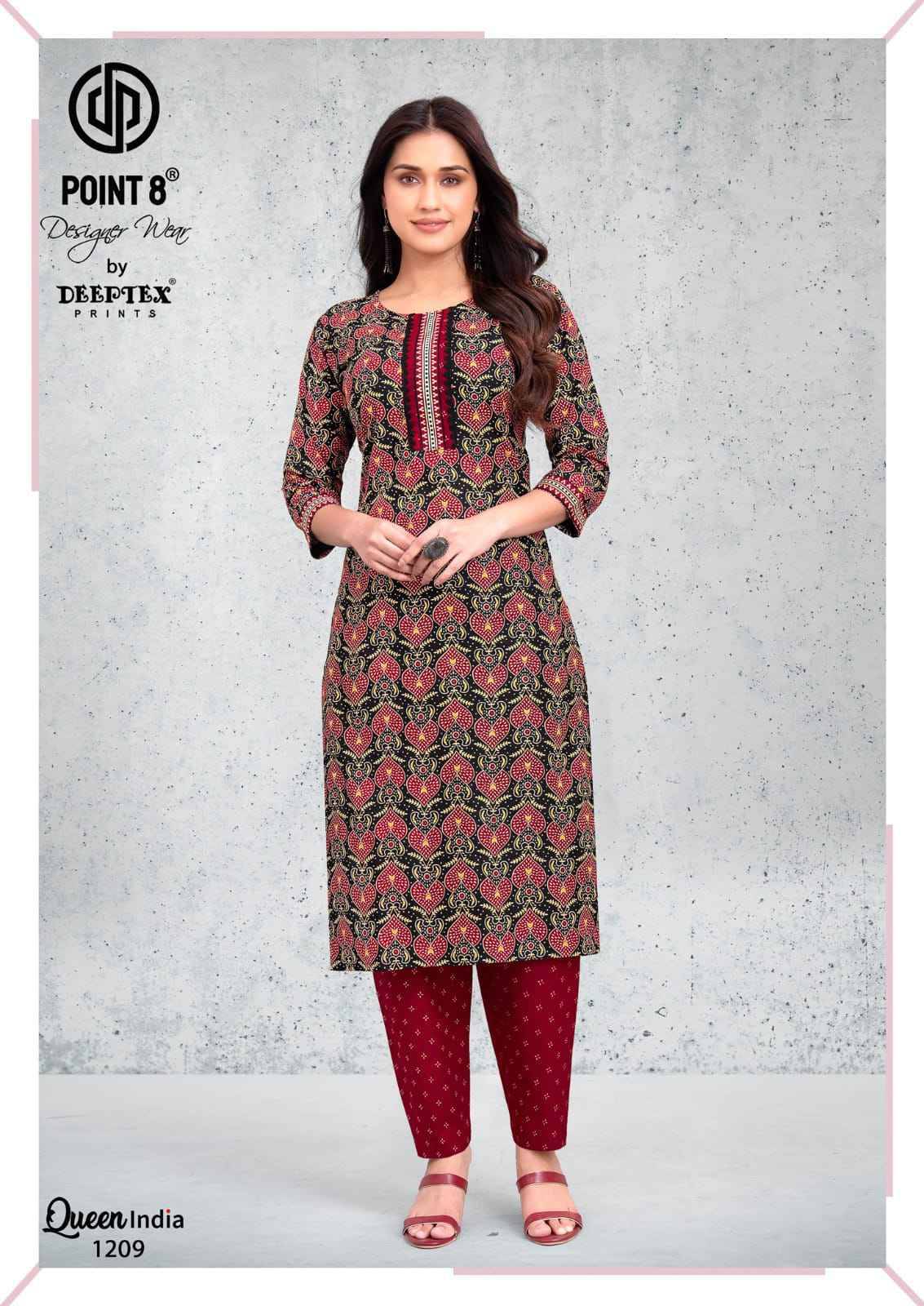Deeptex Queen India Vol 12 Cotton Kurti With Pant 10 pcs Catalog