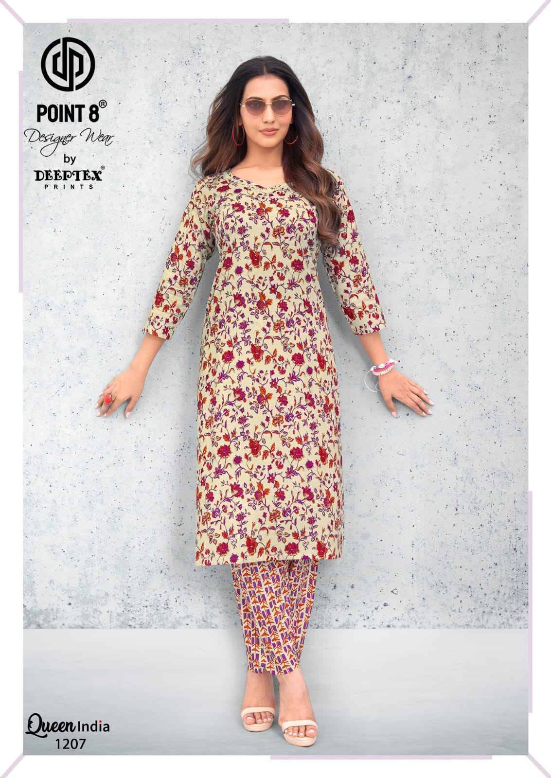 Deeptex Queen India Vol 12 Cotton Kurti With Pant 10 pcs Catalog