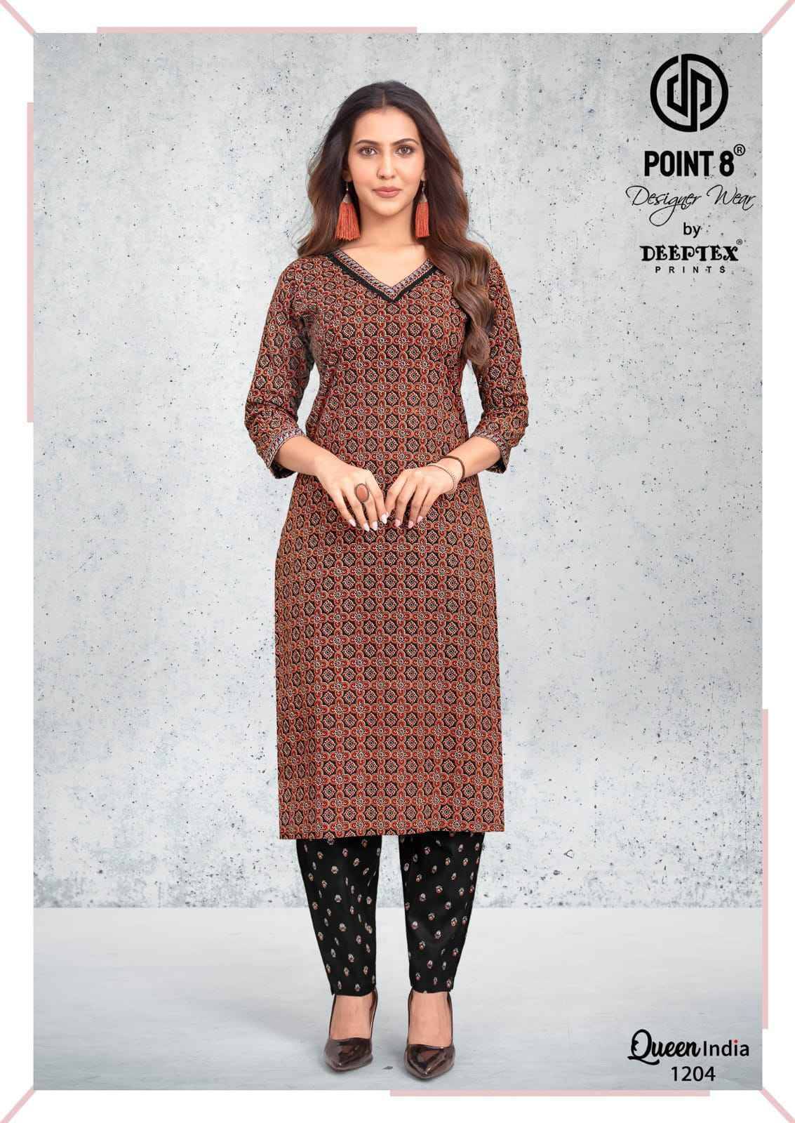 Deeptex Queen India Vol 12 Cotton Kurti With Pant 10 pcs Catalog