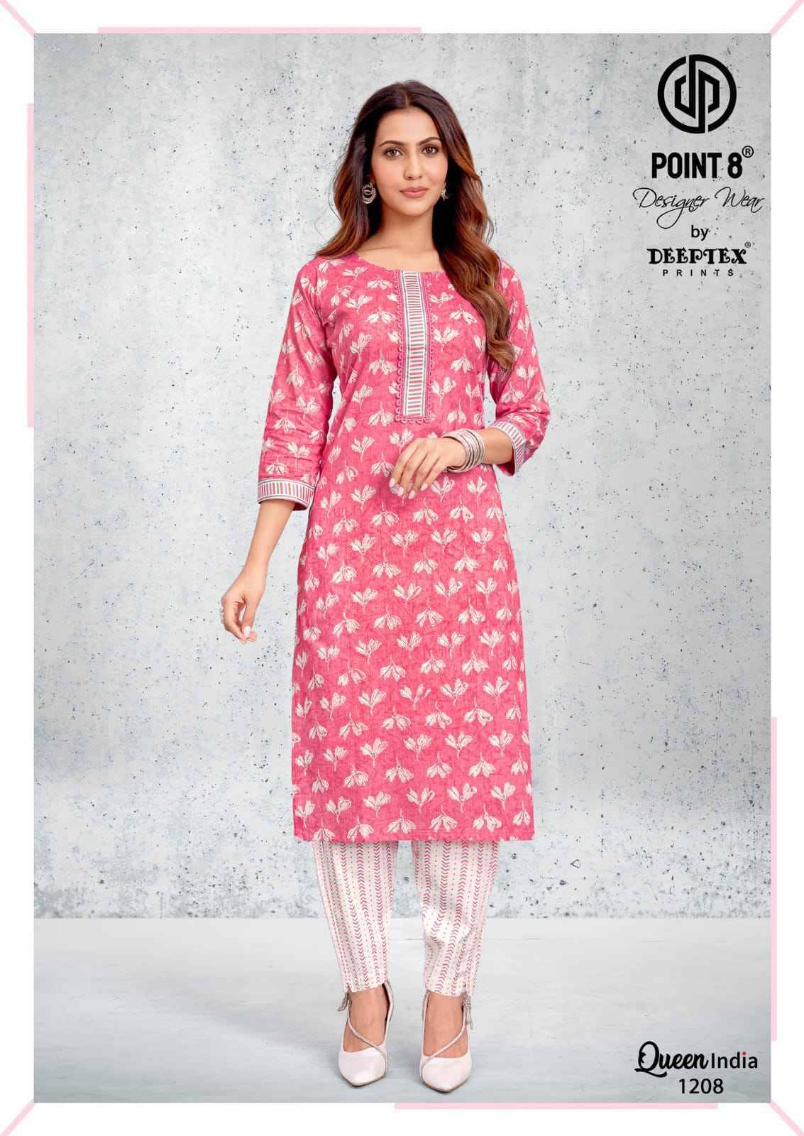 Deeptex Queen India Vol 12 Cotton Kurti With Pant 10 pcs Catalog